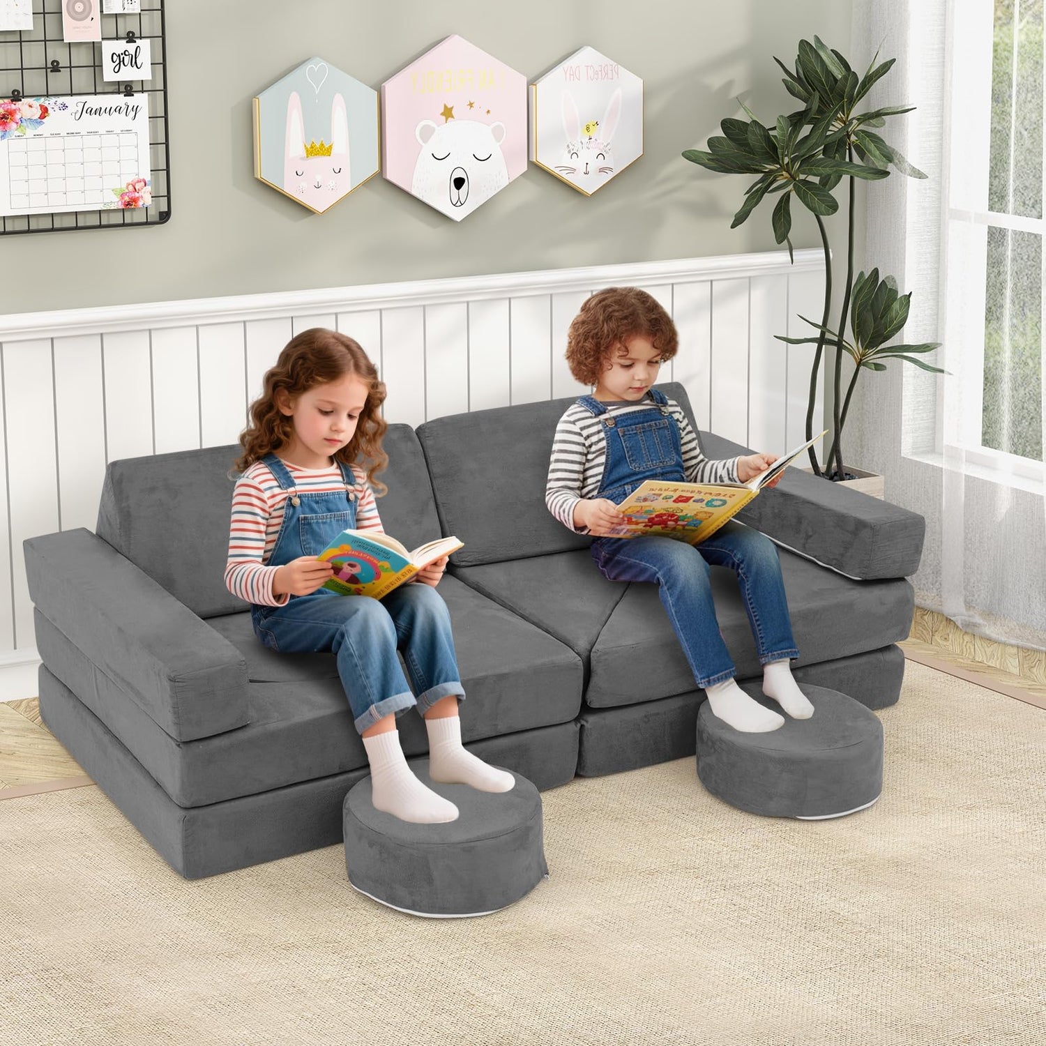14 PCS Modular Kids Play Couch Child Sectional Sofa Building Blocks Playset