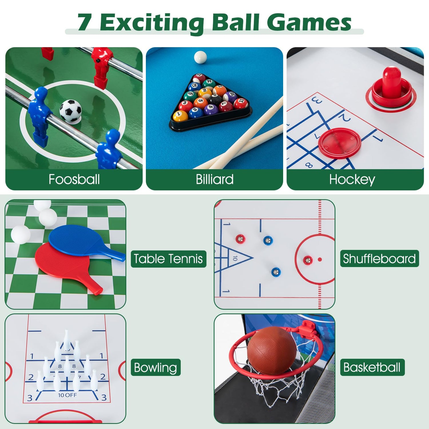GYMAX 14 in 1 Multi Game Table, Combo Games Table with Foosball, Hockey, Billiard, Basketball