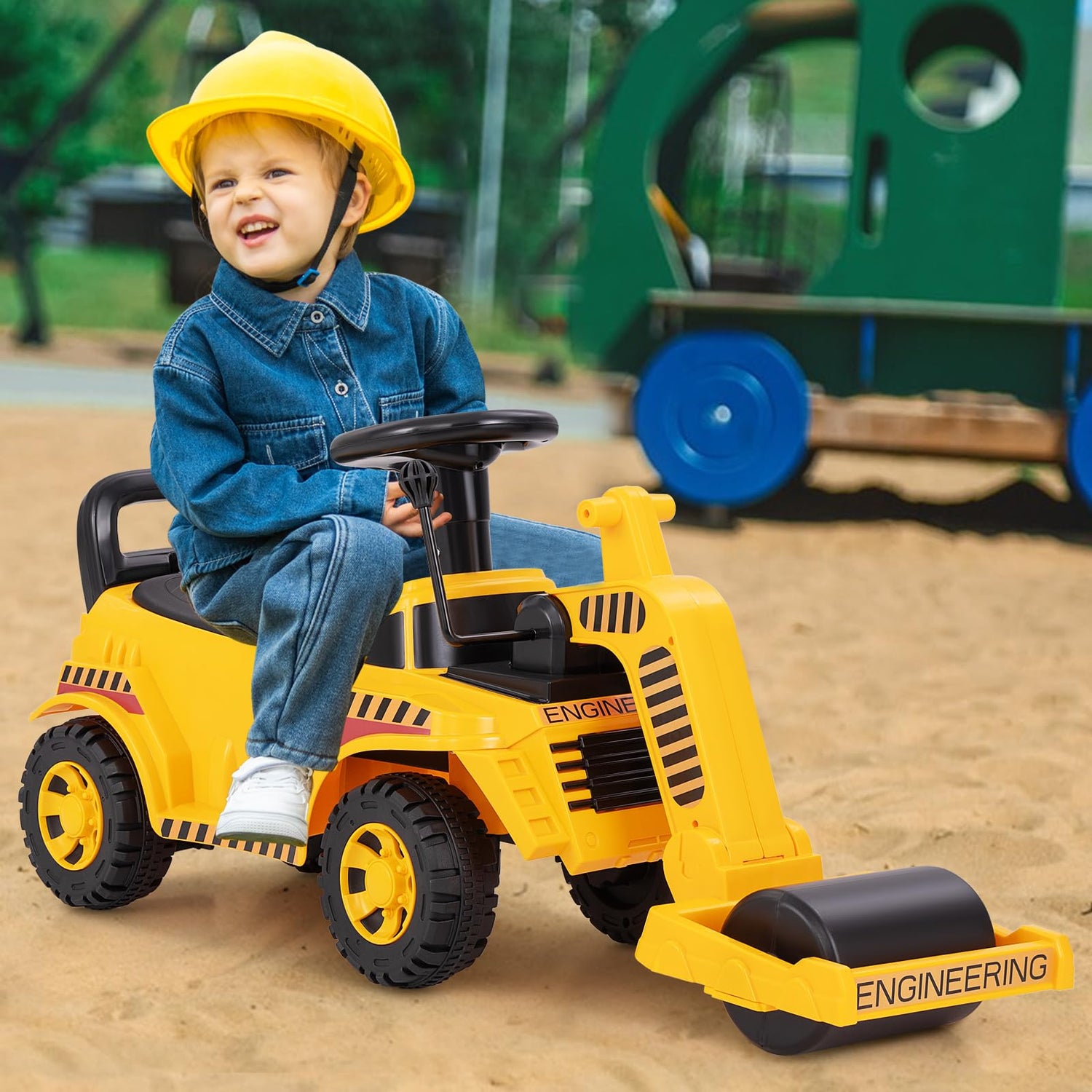 GYMAX Toddlers Ride on Car, Push Along Car with Adjustable Roller