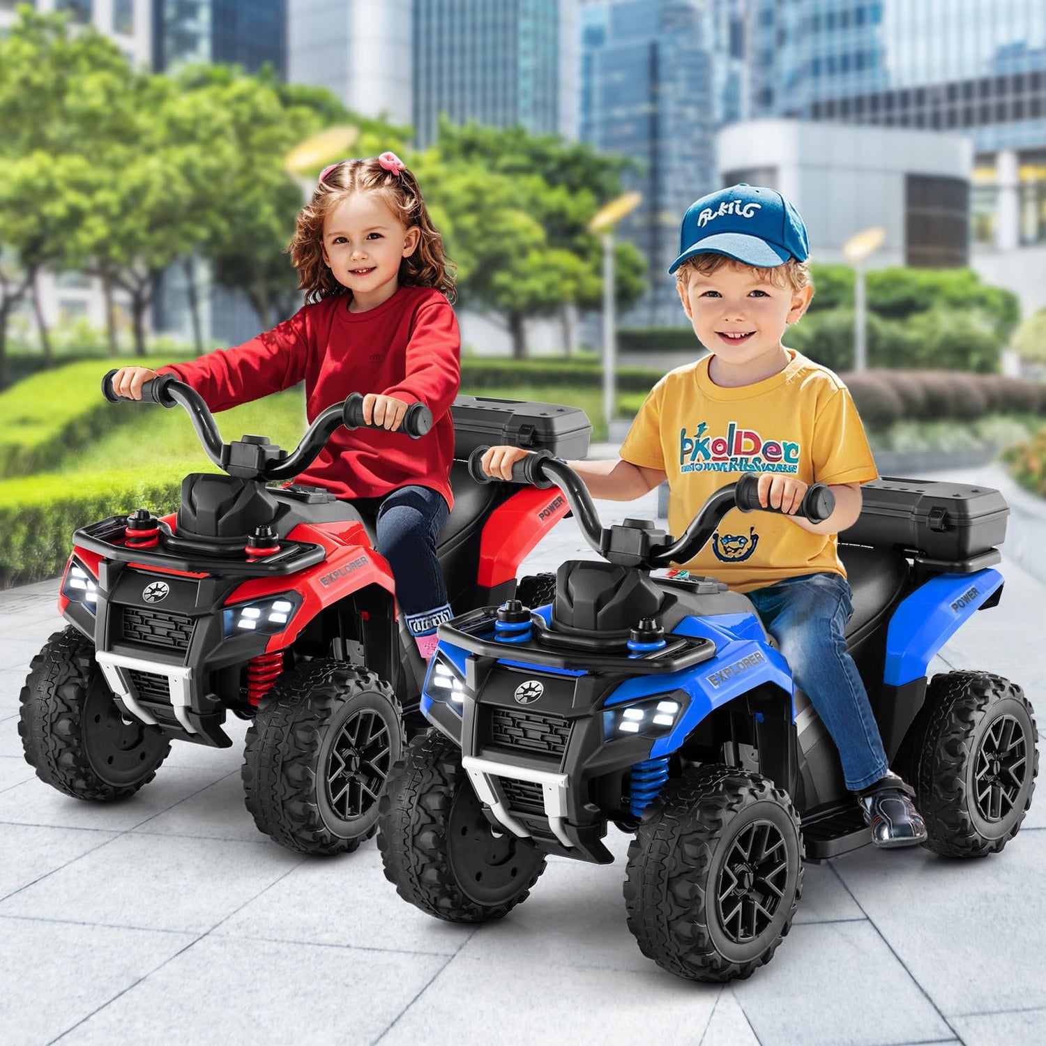 6V Kids Electric Quad Bike with Spray Function and Storage Box