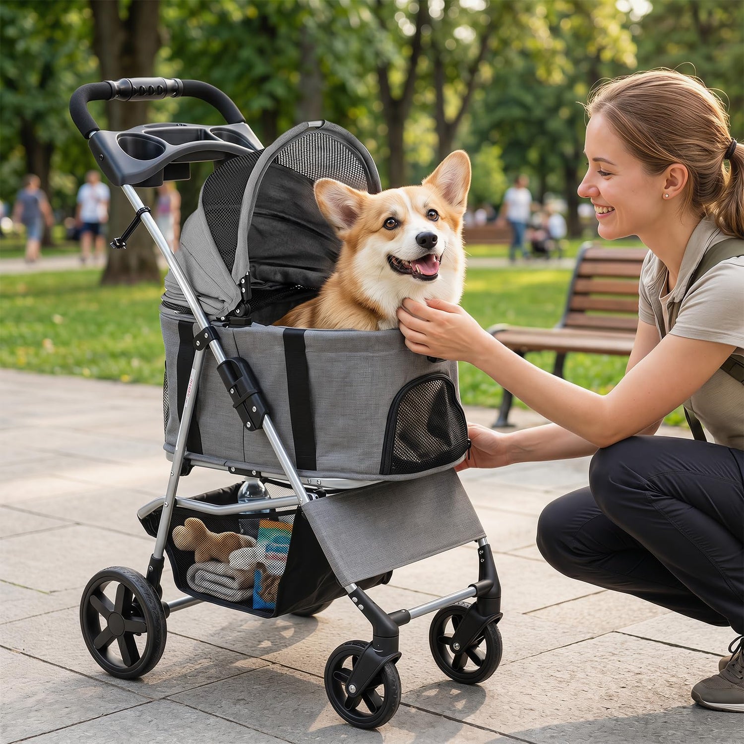 3-in-1 Pet Stroller, Foldable Dog Pushchair