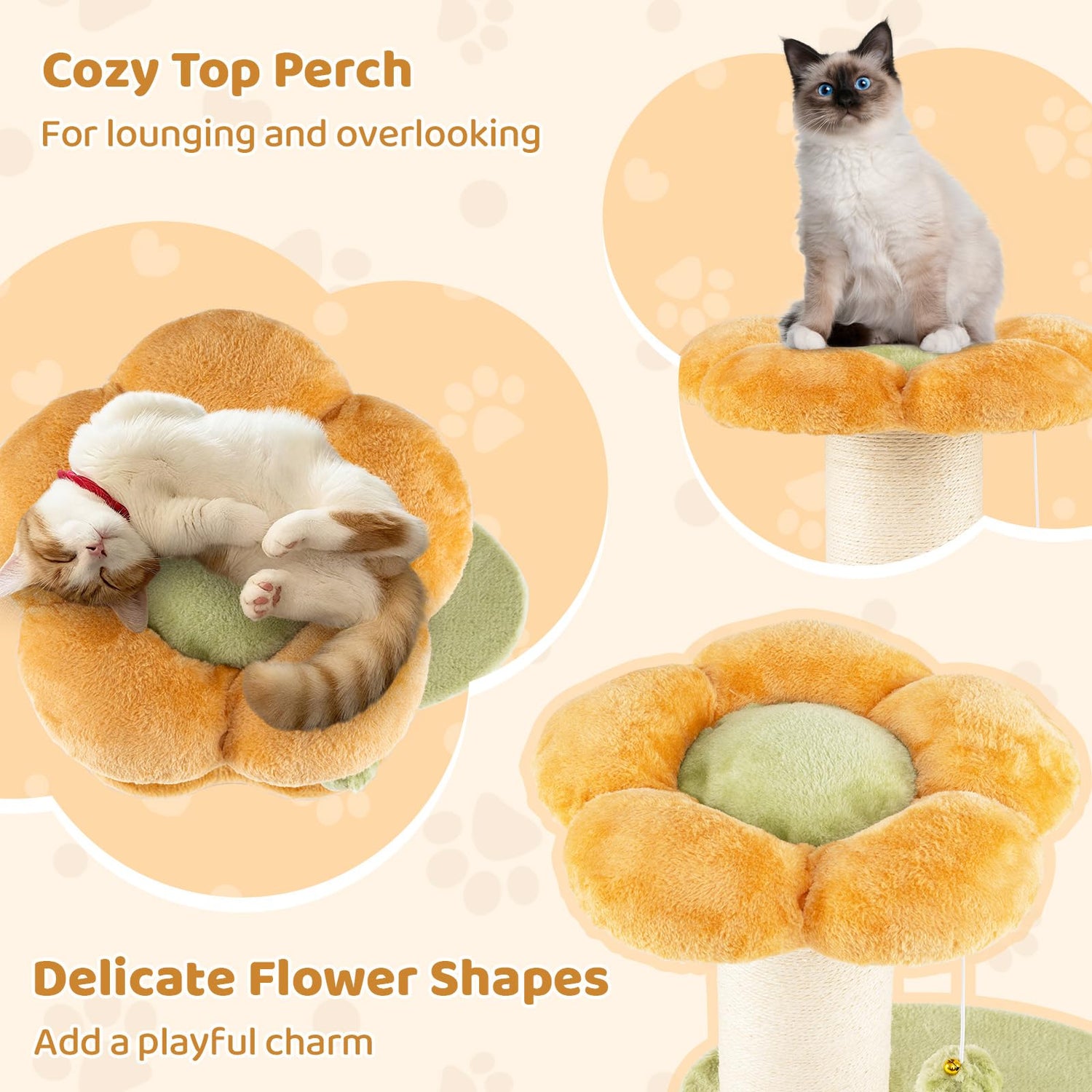 Cute Flower-Themed Kitten Activity Center for Indoor Cats