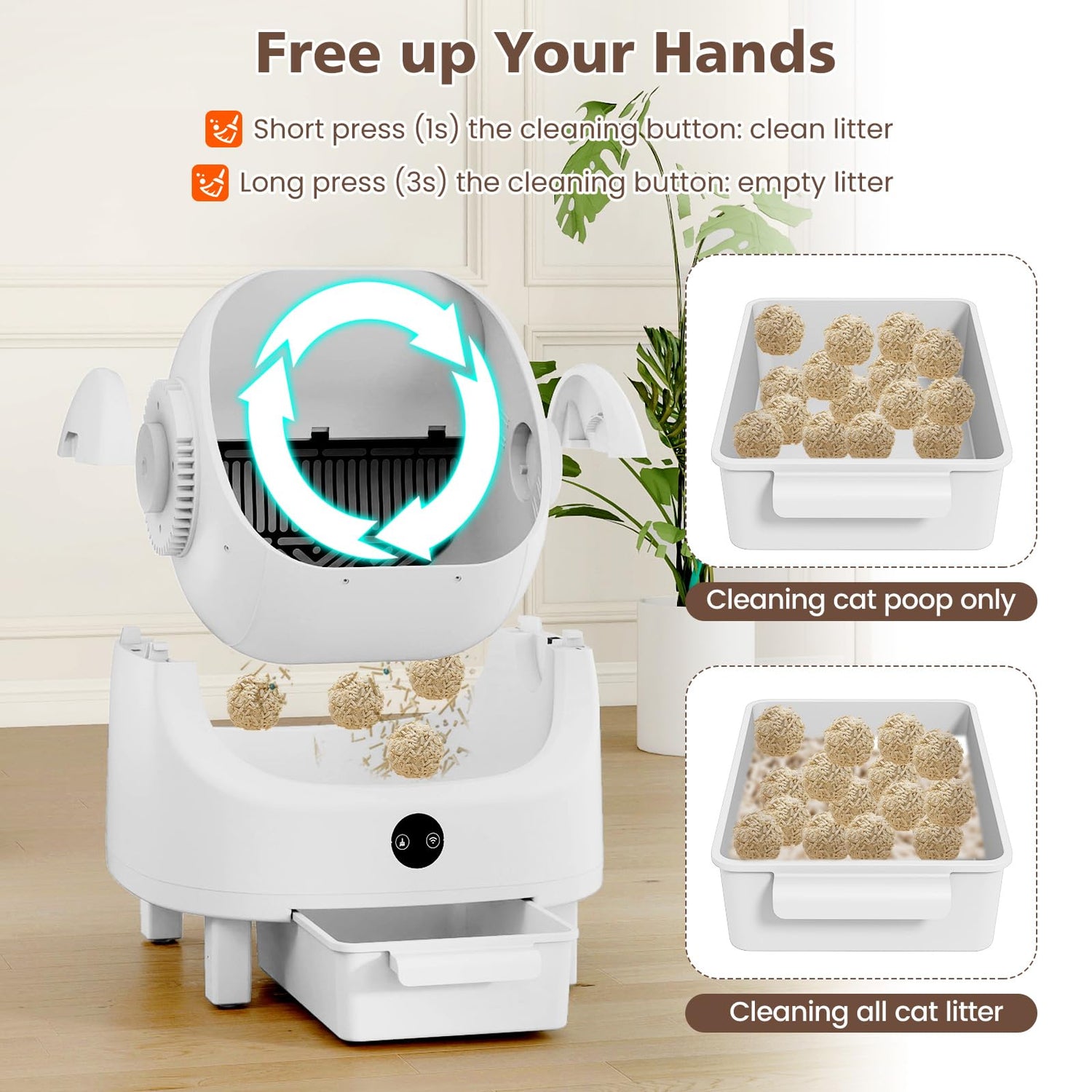 Self-Cleaning Cat Litter Box, Open-Top Electric Automatic Cat Toilet with APP Control