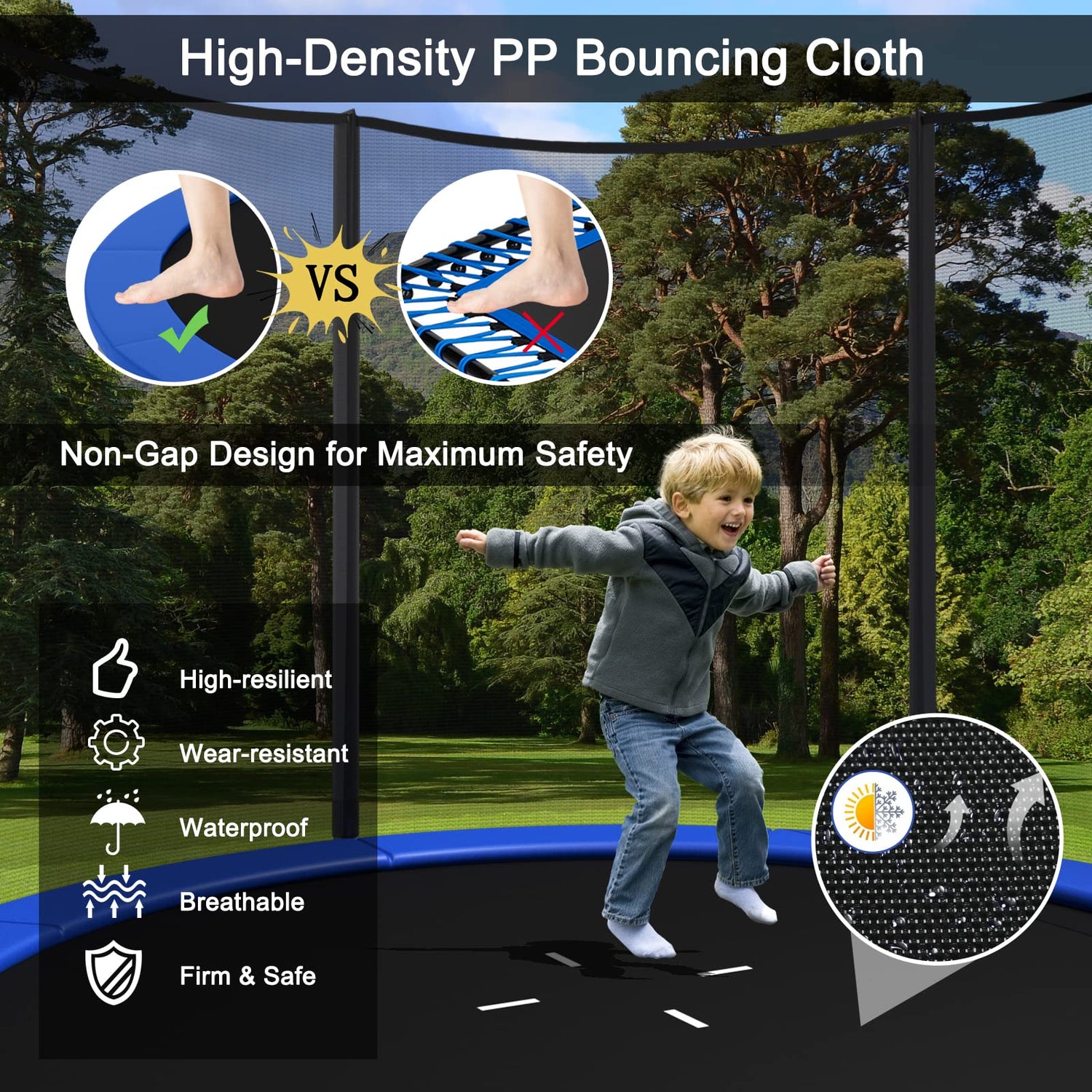 GYMAX 12FT Kids Trampoline with Safety Net, Padded Poles and Ladder ( External-Net )