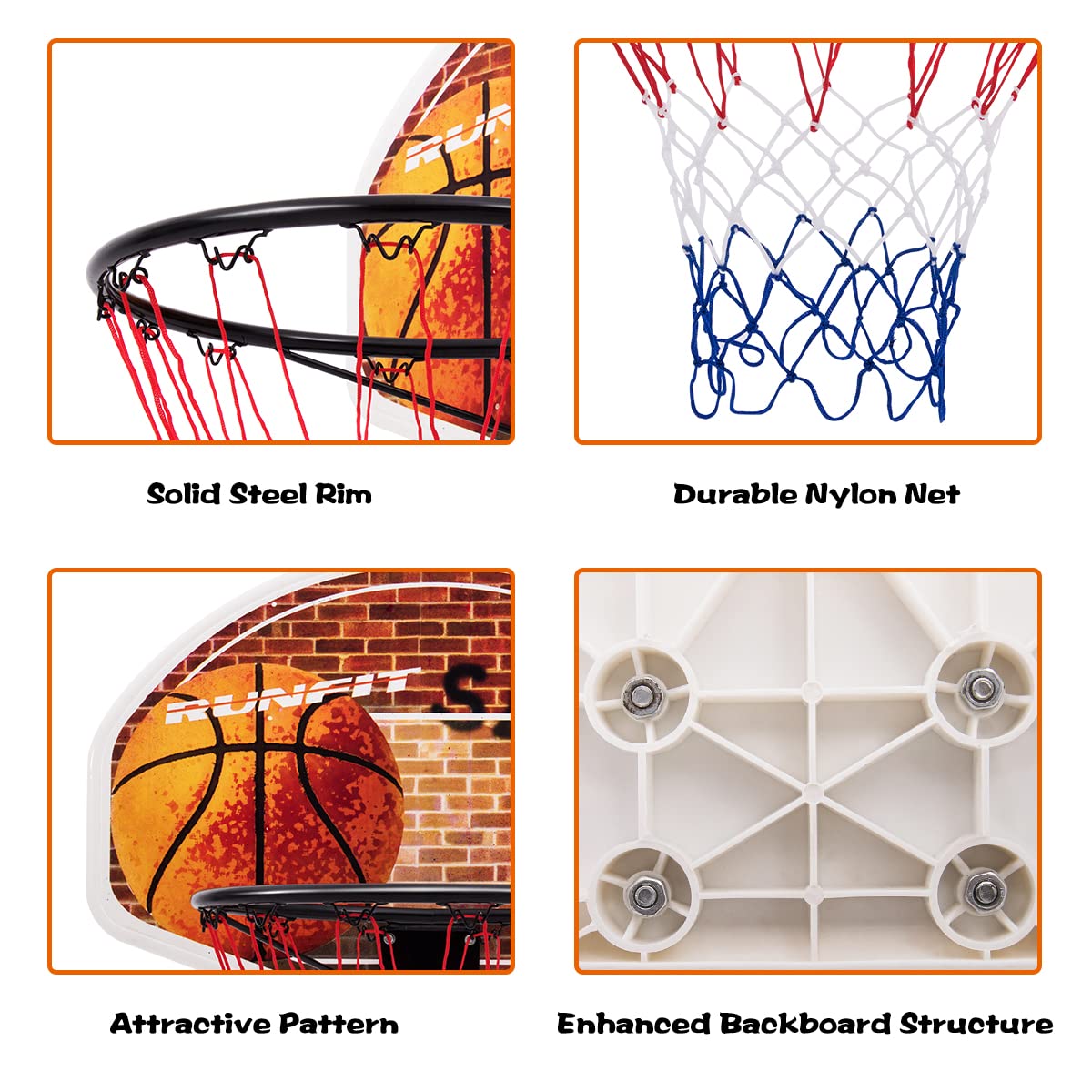 GYMAX Wall Mounted Basketball Hoop and Backboard Set, 73 x 49cm