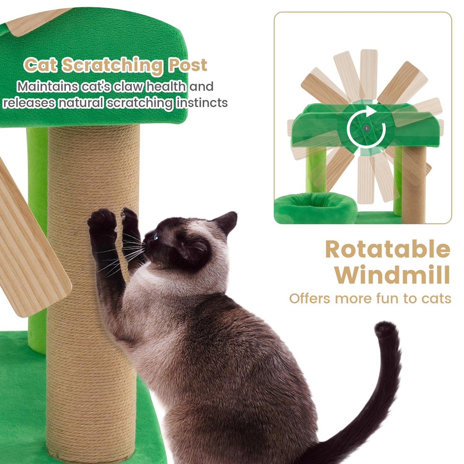 GYMAX Cat Tree, Multi-Level Cat Tower with Sisal Scratching Posts