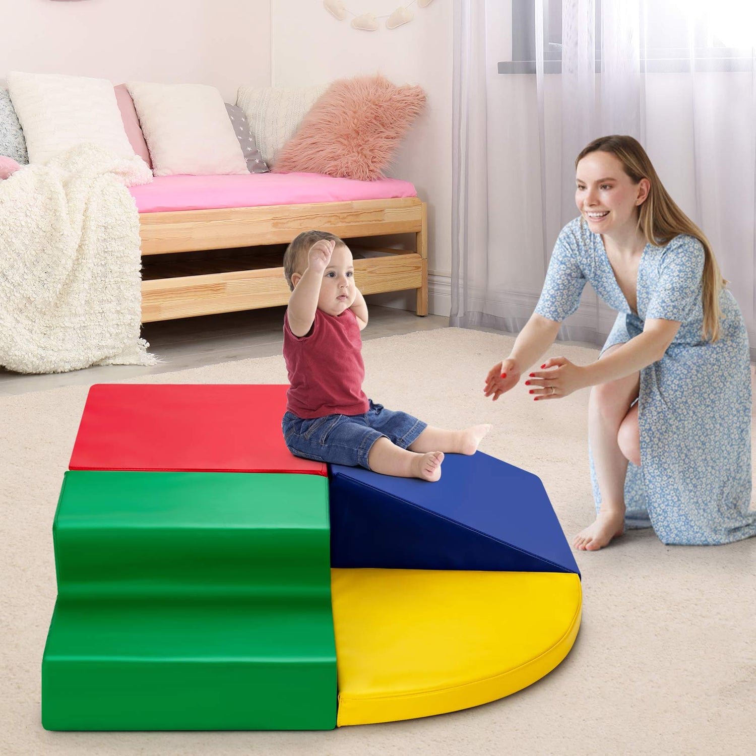 4 Pieces Climb and Crawl Foam Play Set for Toddlers Preschoolers
