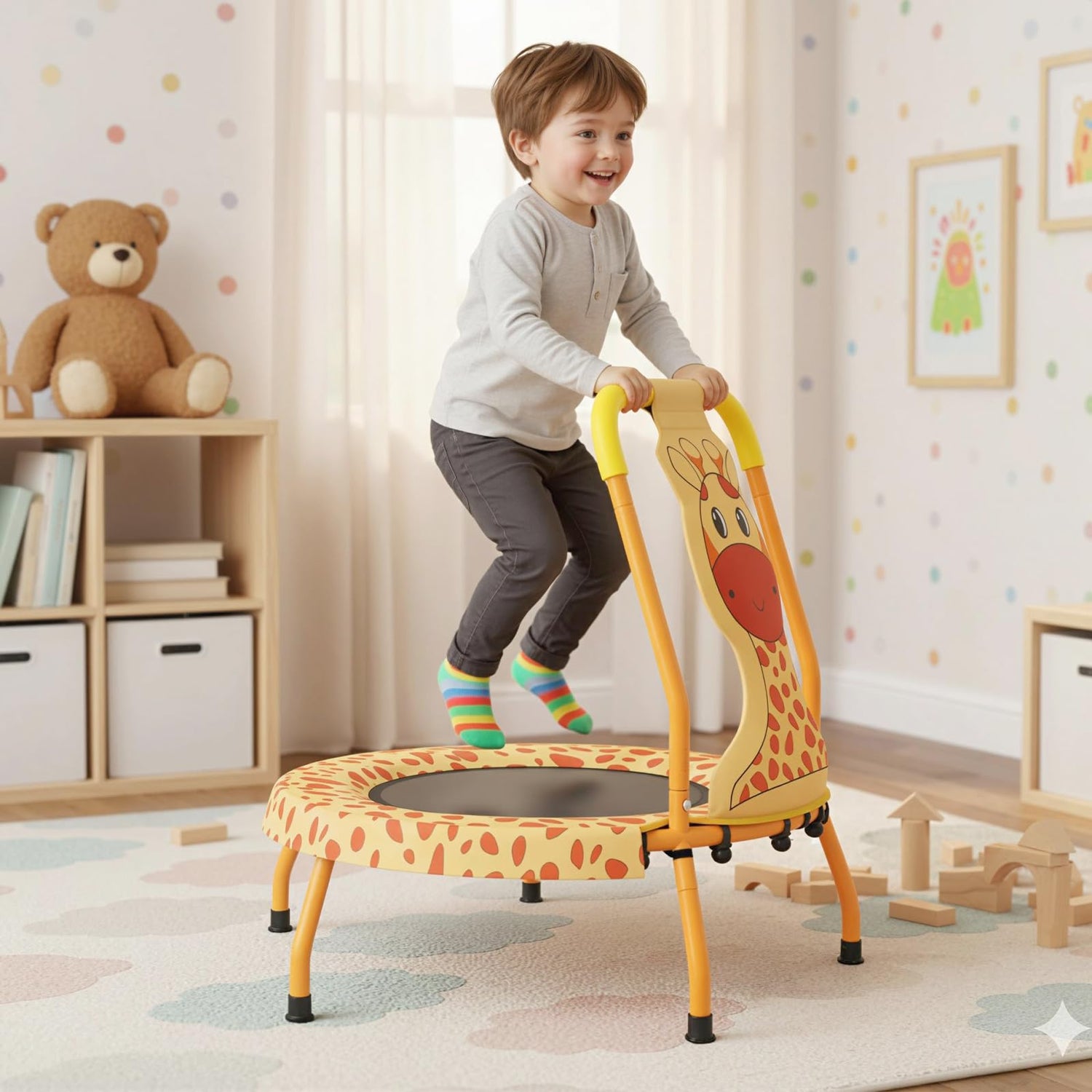 Cute Children Exercise Rebounder with Foam Handle and Padded Safety Cover