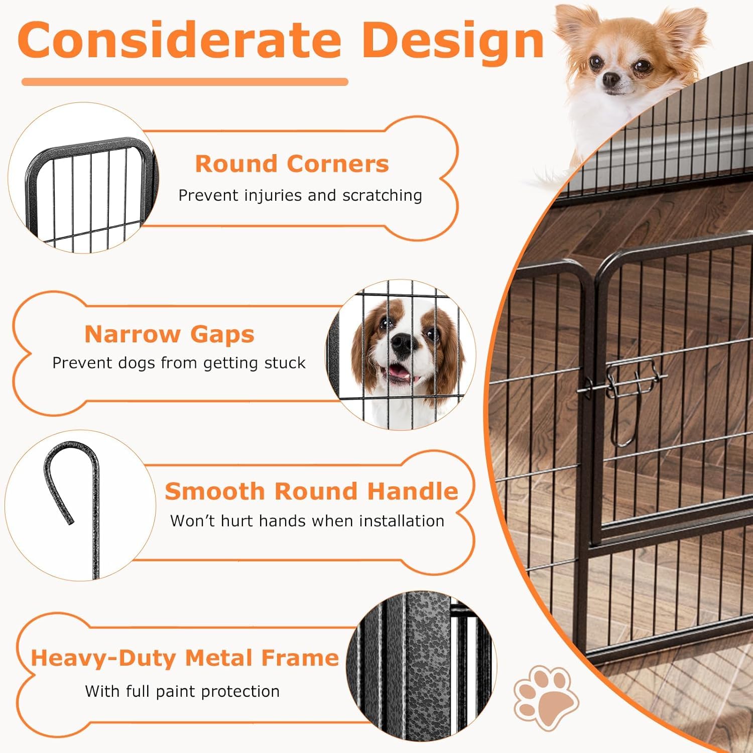 GYMAX Dog Playpen Outdoor Indoor, 8 Panel 60cm Height Metal Dog Fence for Puppies Small Dogs (Black, 79 x 60cm, 8)