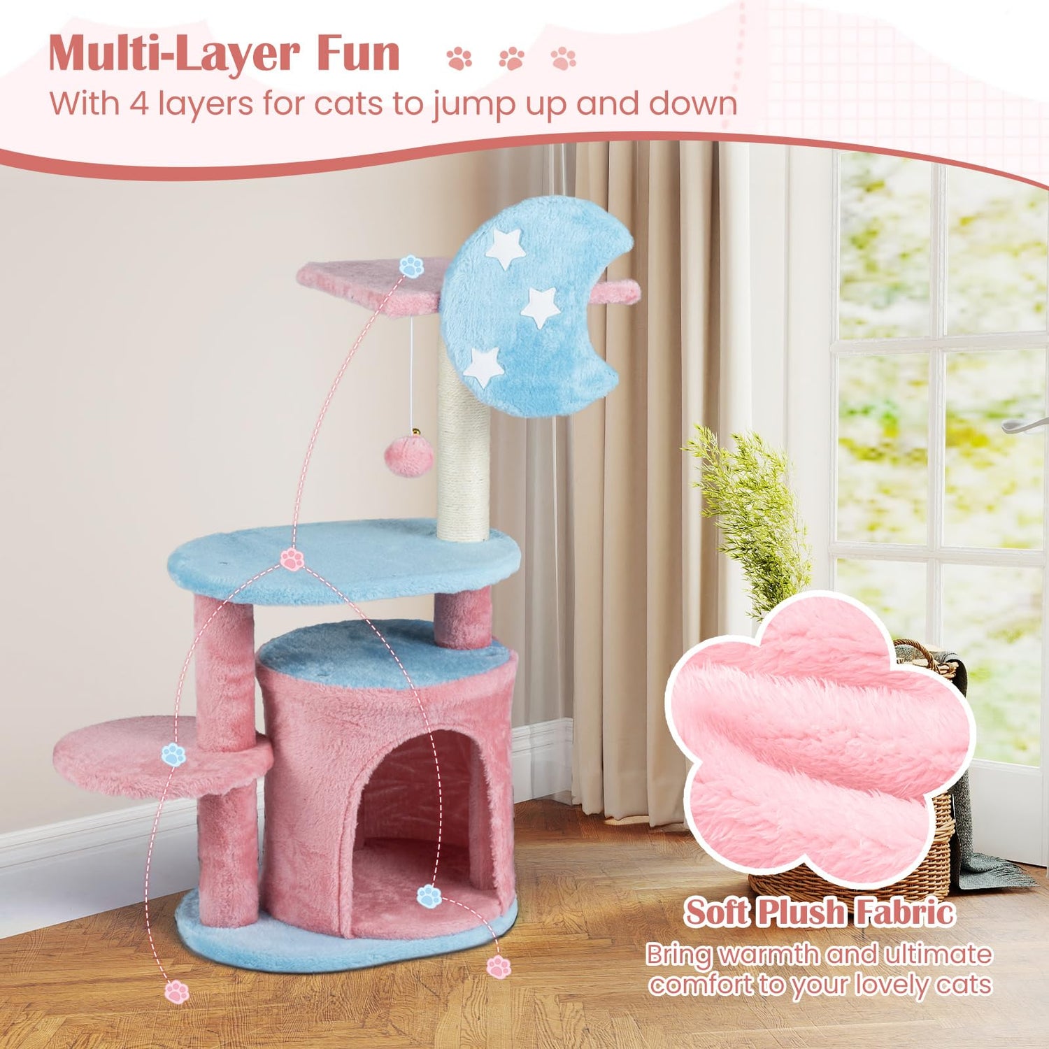 Cute Fluffy Kitten Activity Center for Indoor Cats