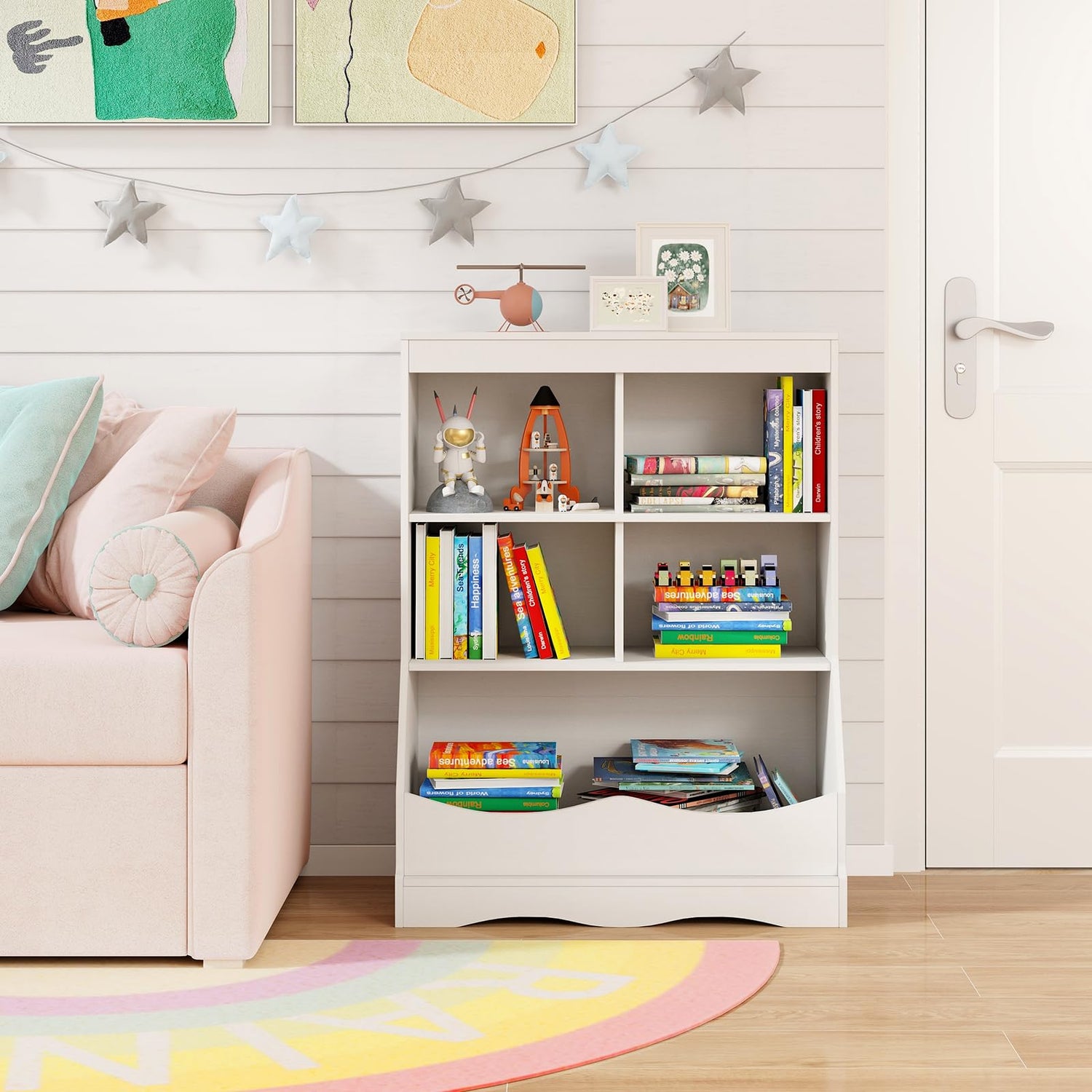 GYMAX Kids Bookshelf and Toy Organizer