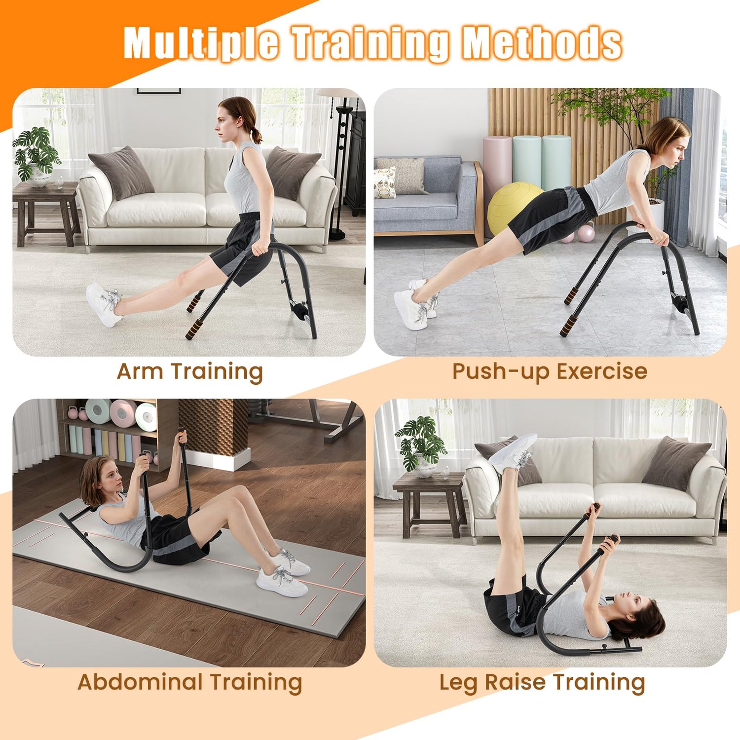 GYMAX Portable Abdominal Trainer Sit up Assistant Roller with Padded Headrest