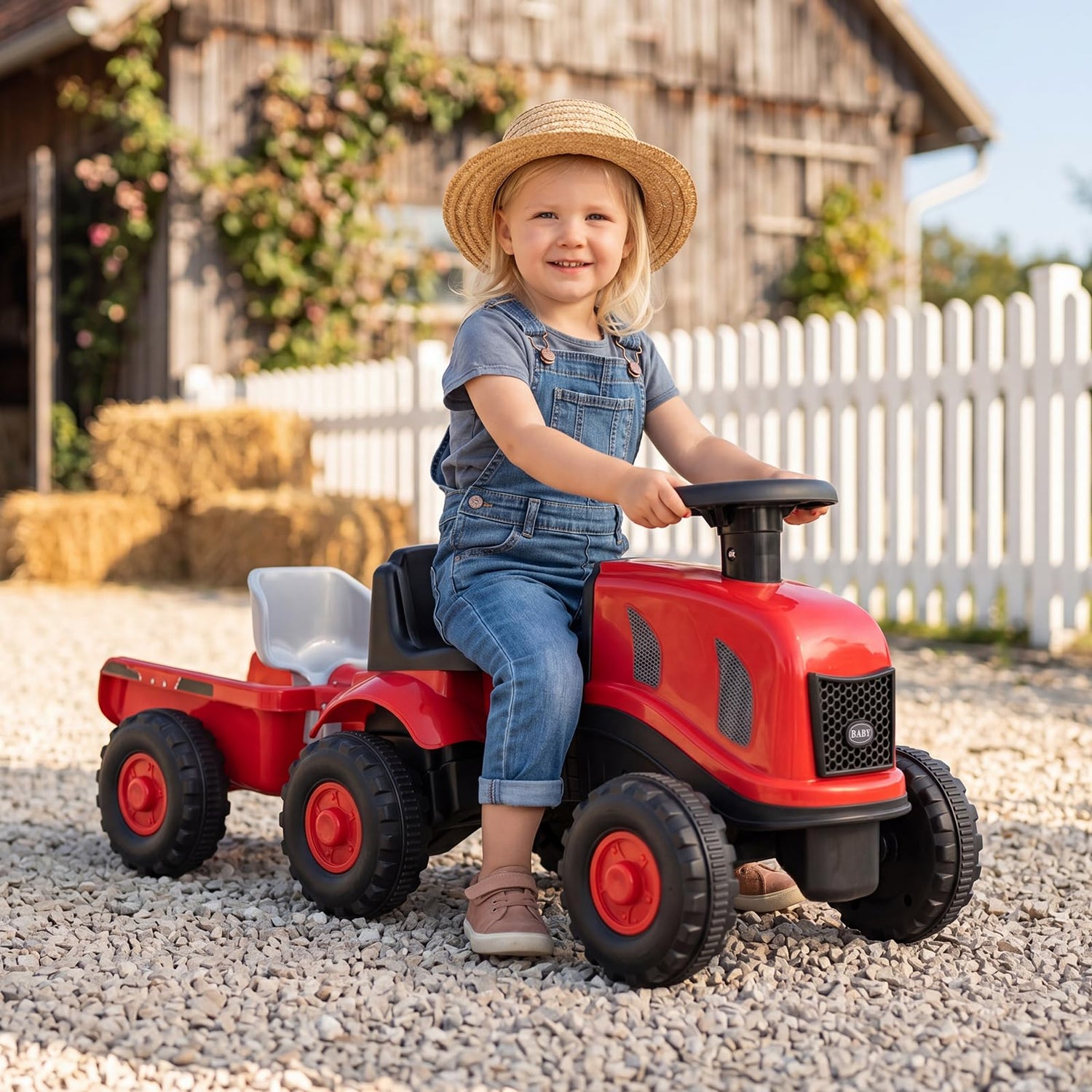 Kids Ride on Tractor with Detachable Trailer