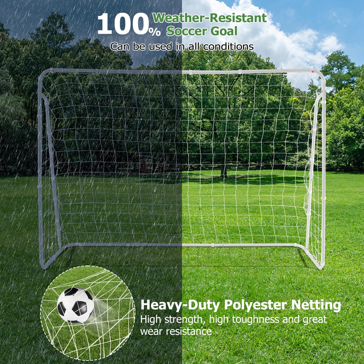 GYMAX Kids Football Goal with Thickened Post & Strengthened Corners
