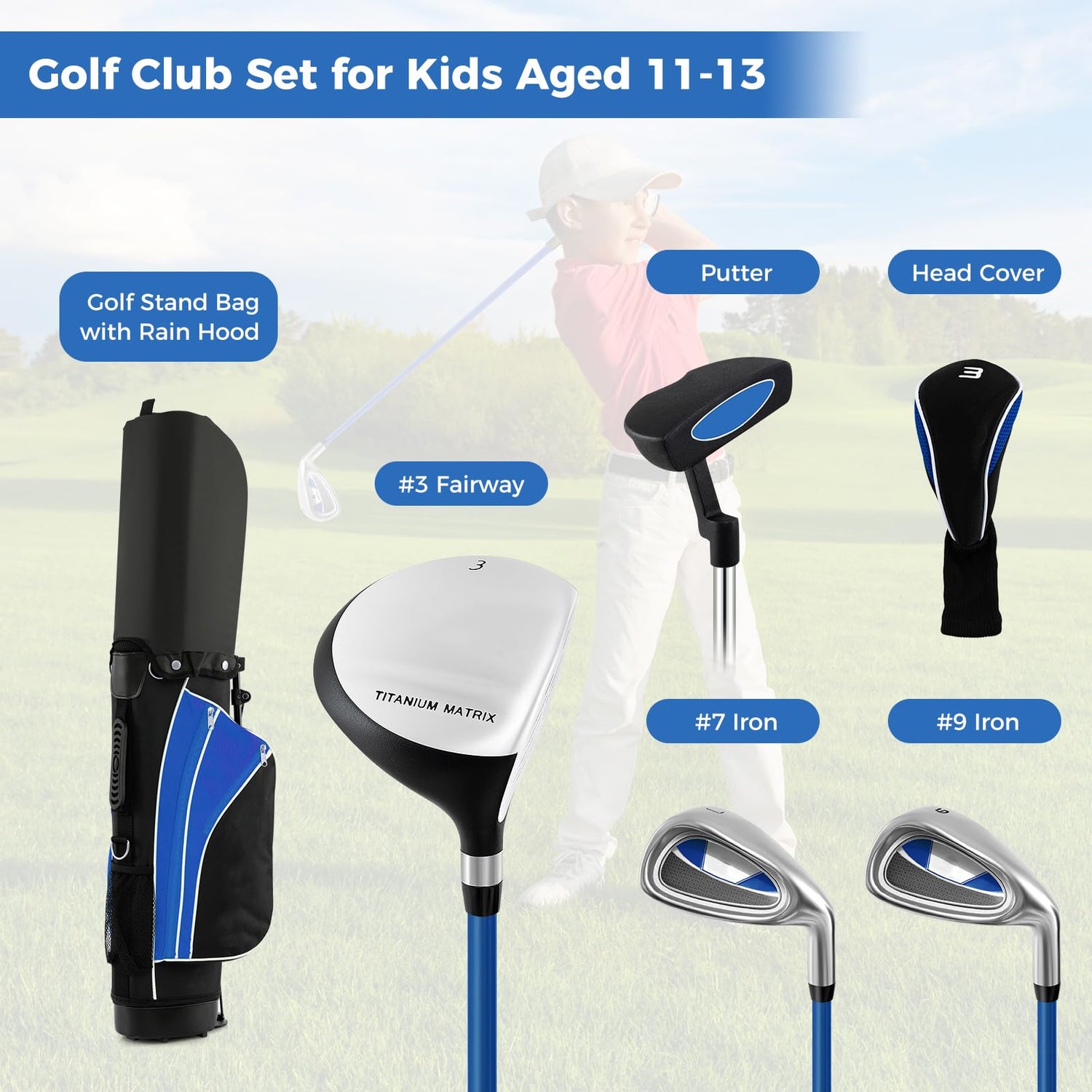 Kids Complete Golf Clubs Set for Boys and Girls Aged 11-13 Years