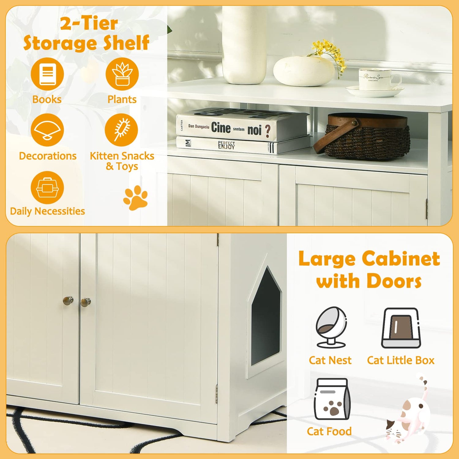GYMAX Modern Cat Litter Box Enclosure