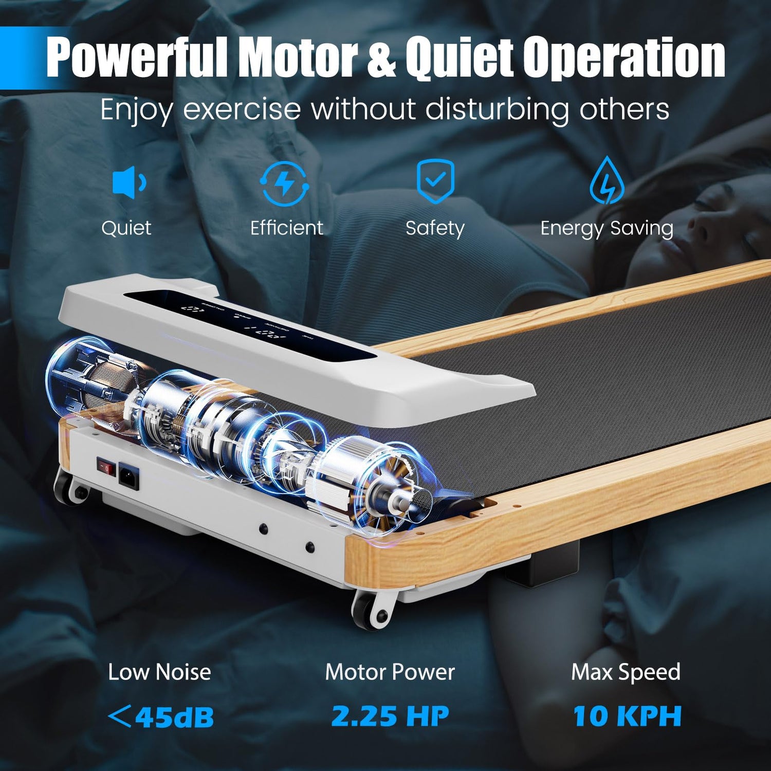 GYMAX Treadmill for Home, Under Desk Treadmill with Wheels