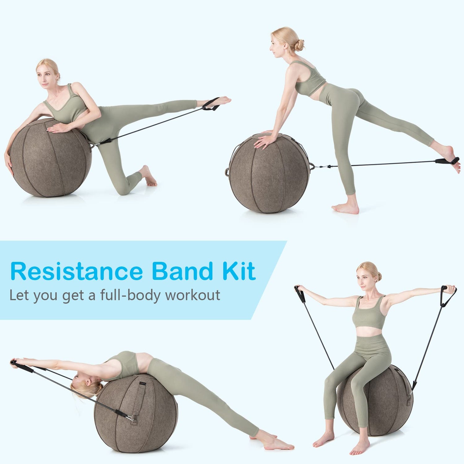 GYMAX 65cm Yoga Sitting Ball with Felt Cover