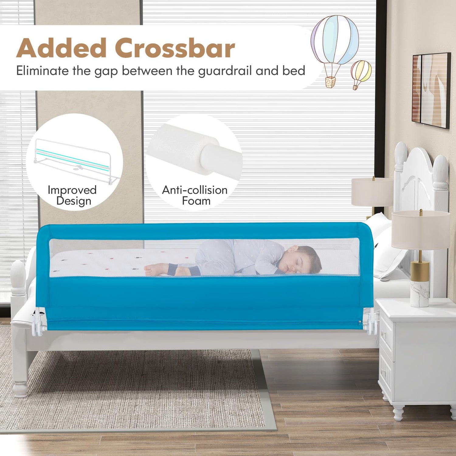 GYMAX 180CM Baby Bed Guard