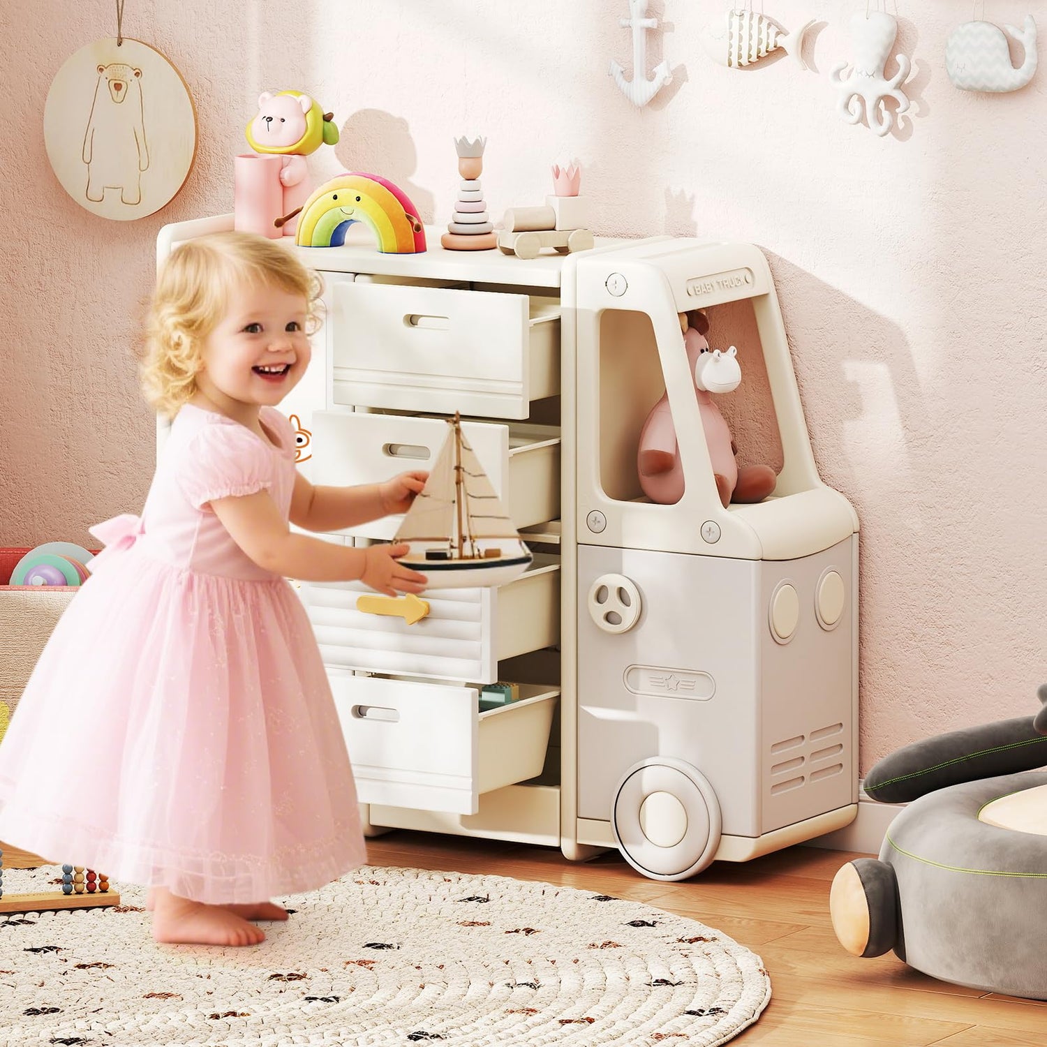 Kids Toy Storage Organizer with 4 Pull-out Drawers