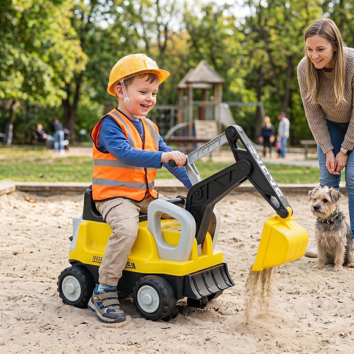 Kids Ride on Excavator, 2-In-1 Ride on Tractor