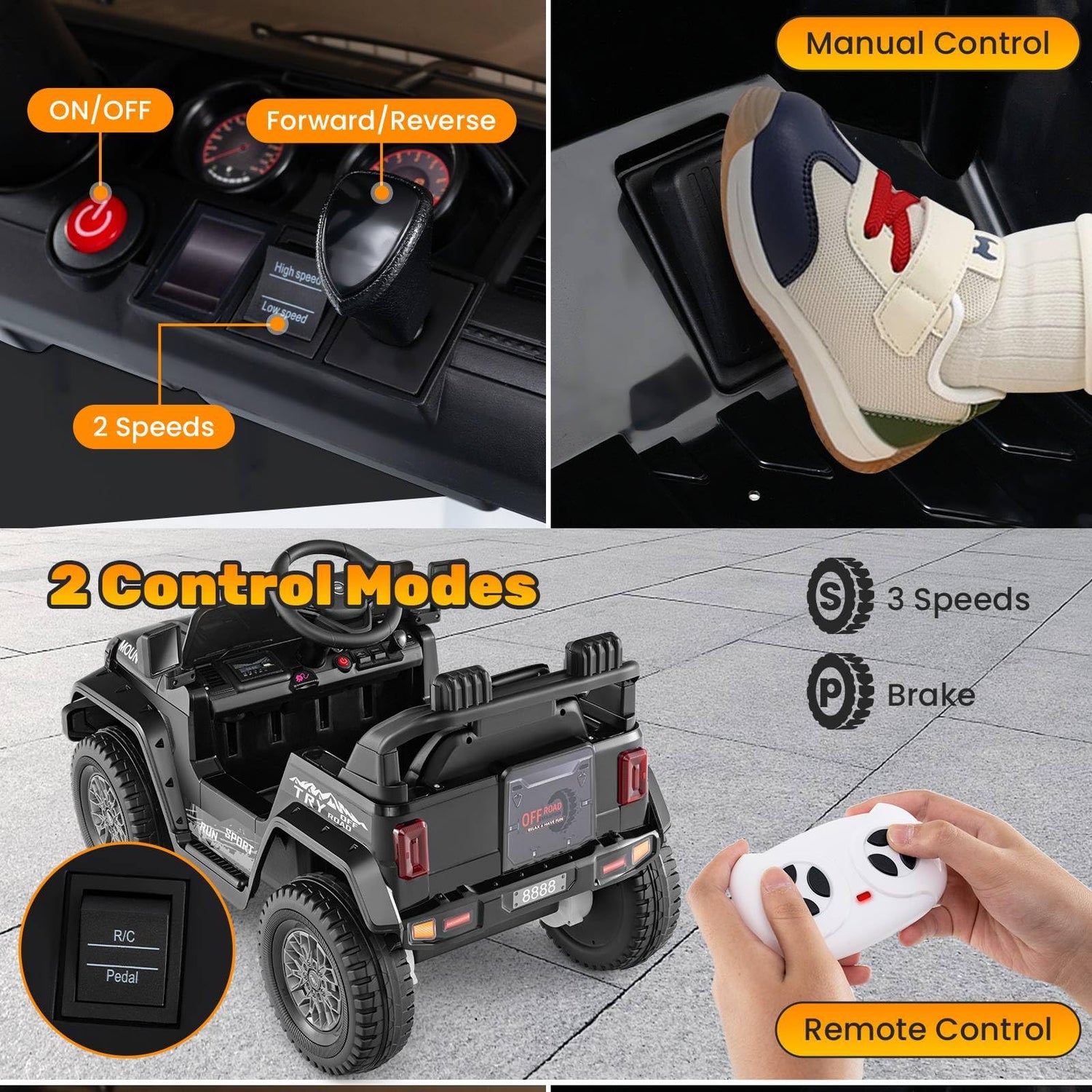 GYMAX 12V Kids Ride on Car, Children Electric Off Road Truck with Remote Control