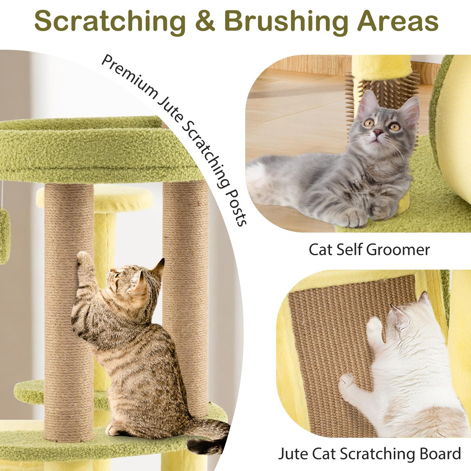 GYMAX Cat Tree, Modern Cat Tower with Scratching Posts & Board