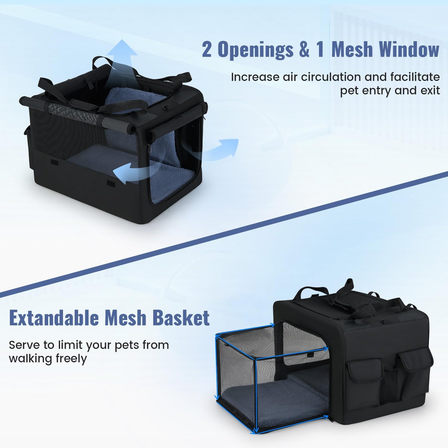 GYMAX Foldable Pet Carrier Bag, Portable Dog Cat Travel Carriers (80 x 65 x 42cm)