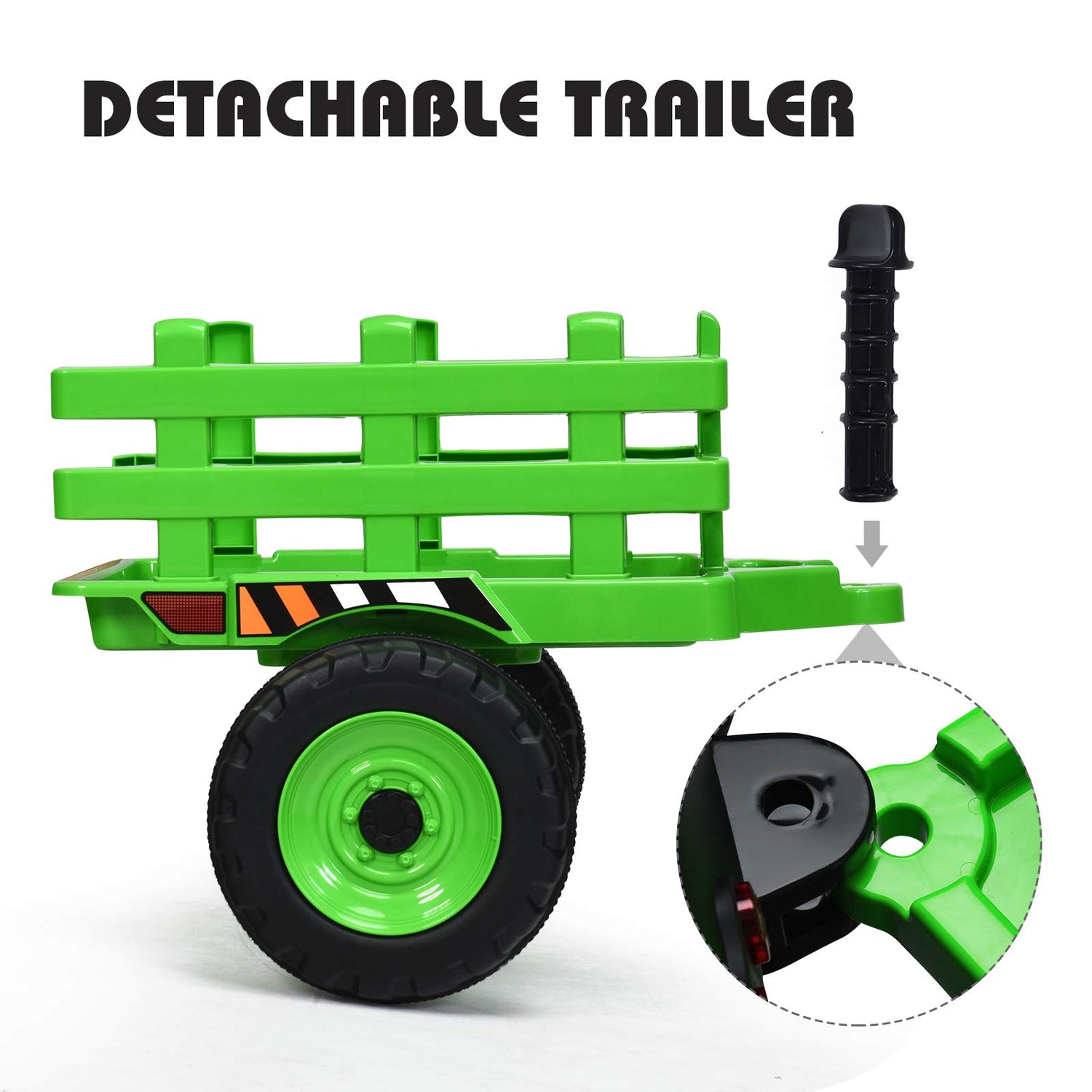 GYMAX Kids Electric Tractor with Detachable Trailer, Remote Control, LED Lights, Music