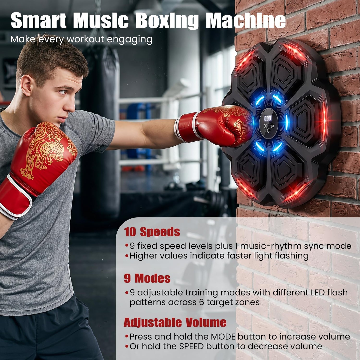 Music Boxing Machine, Wall Mounted Electronic Boxing Target