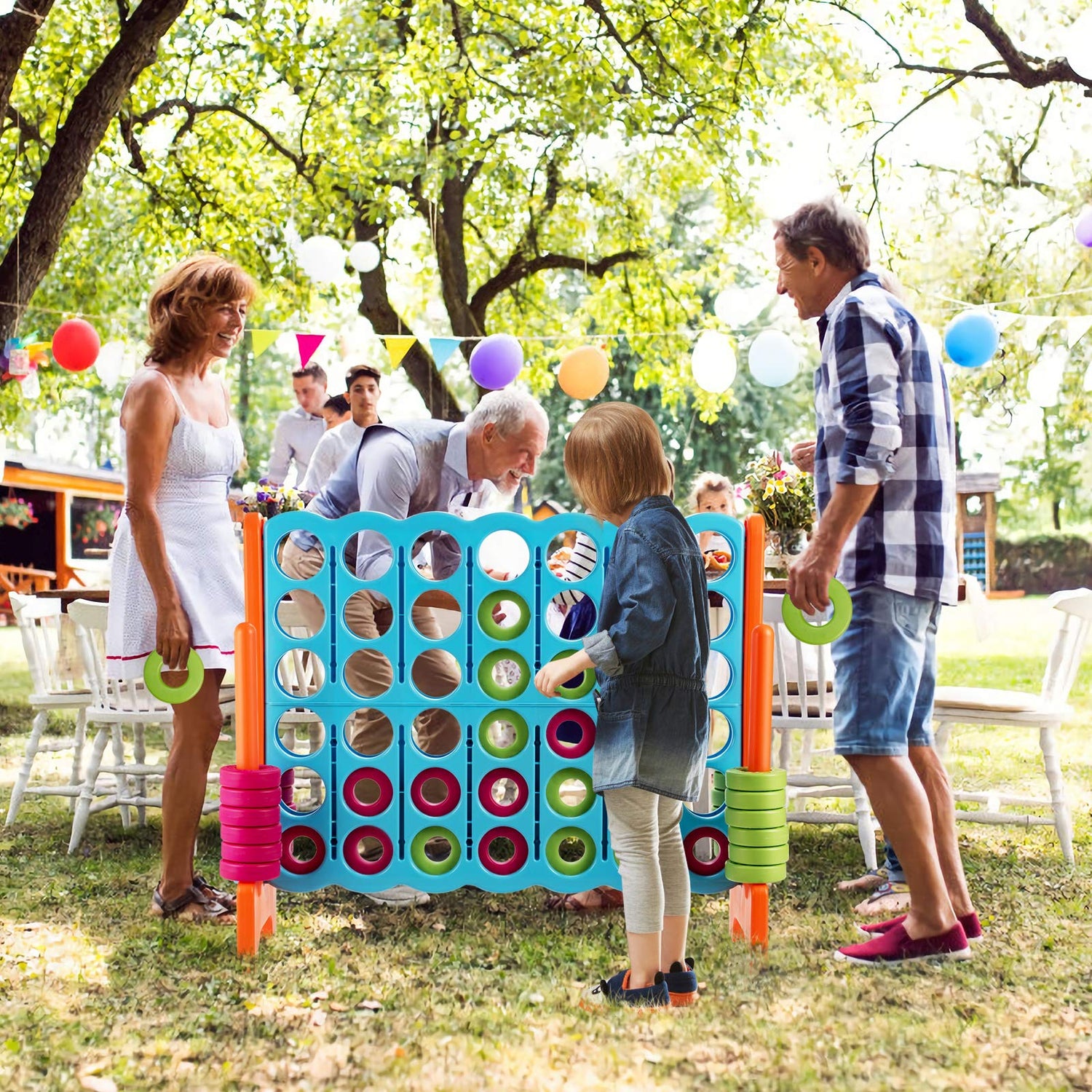 Giant 4 in A Row Game Set with 42 Jumbo Rings and Sliders
