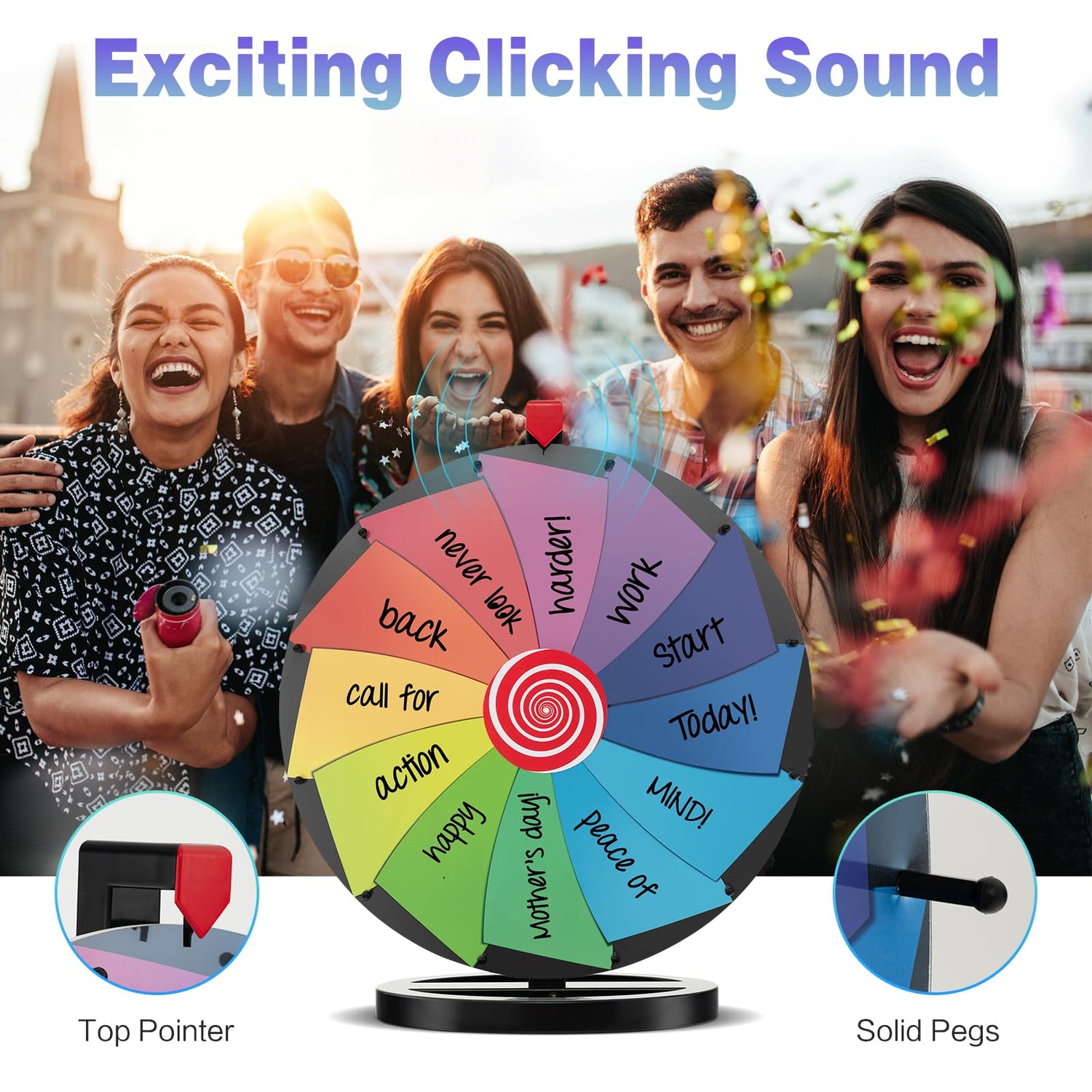 GYMAX 24" Tabletop Spinning Game with 12 Slots Roulette Wheel of Fortune Game