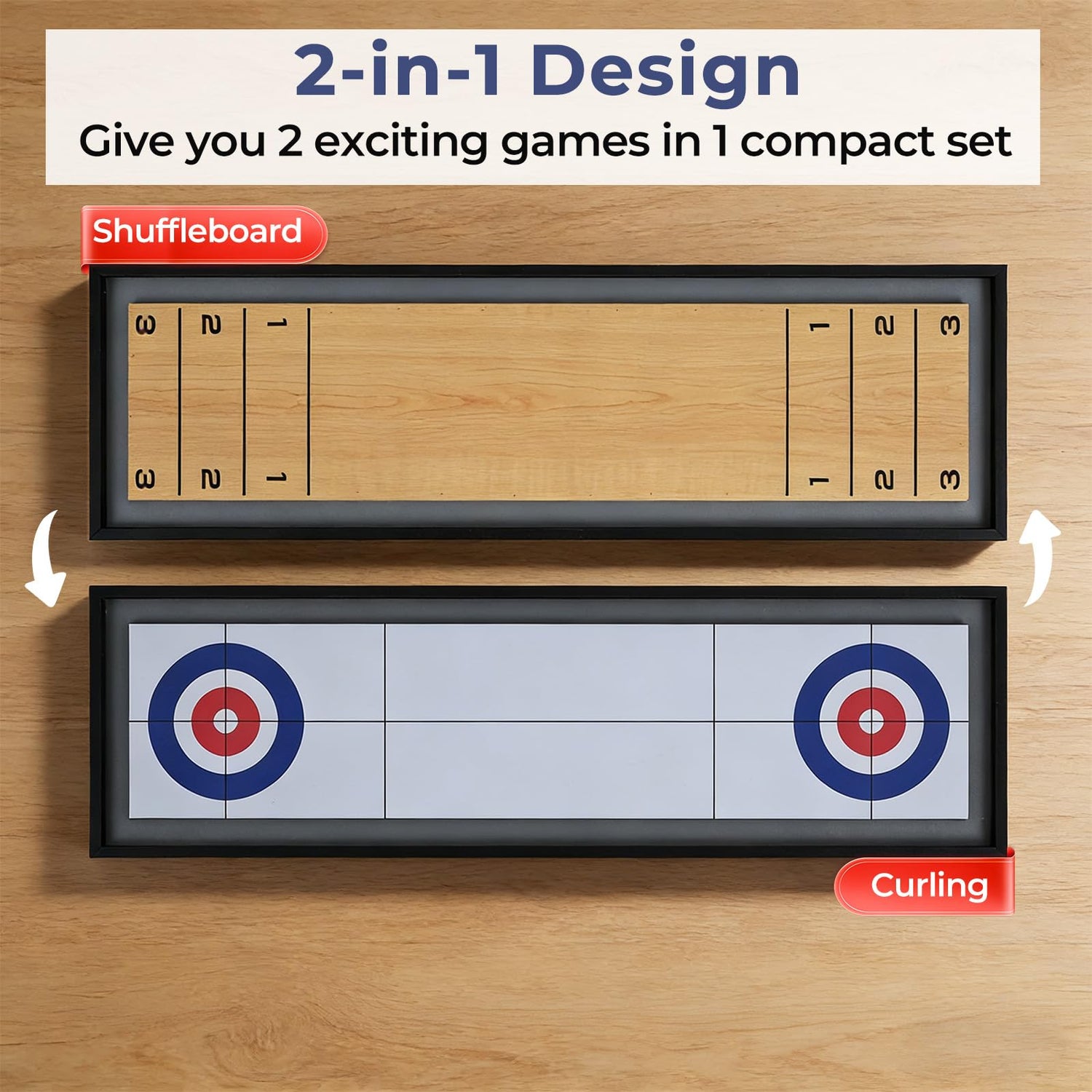2 in 1 Shuffleboard and Curling Game Table
