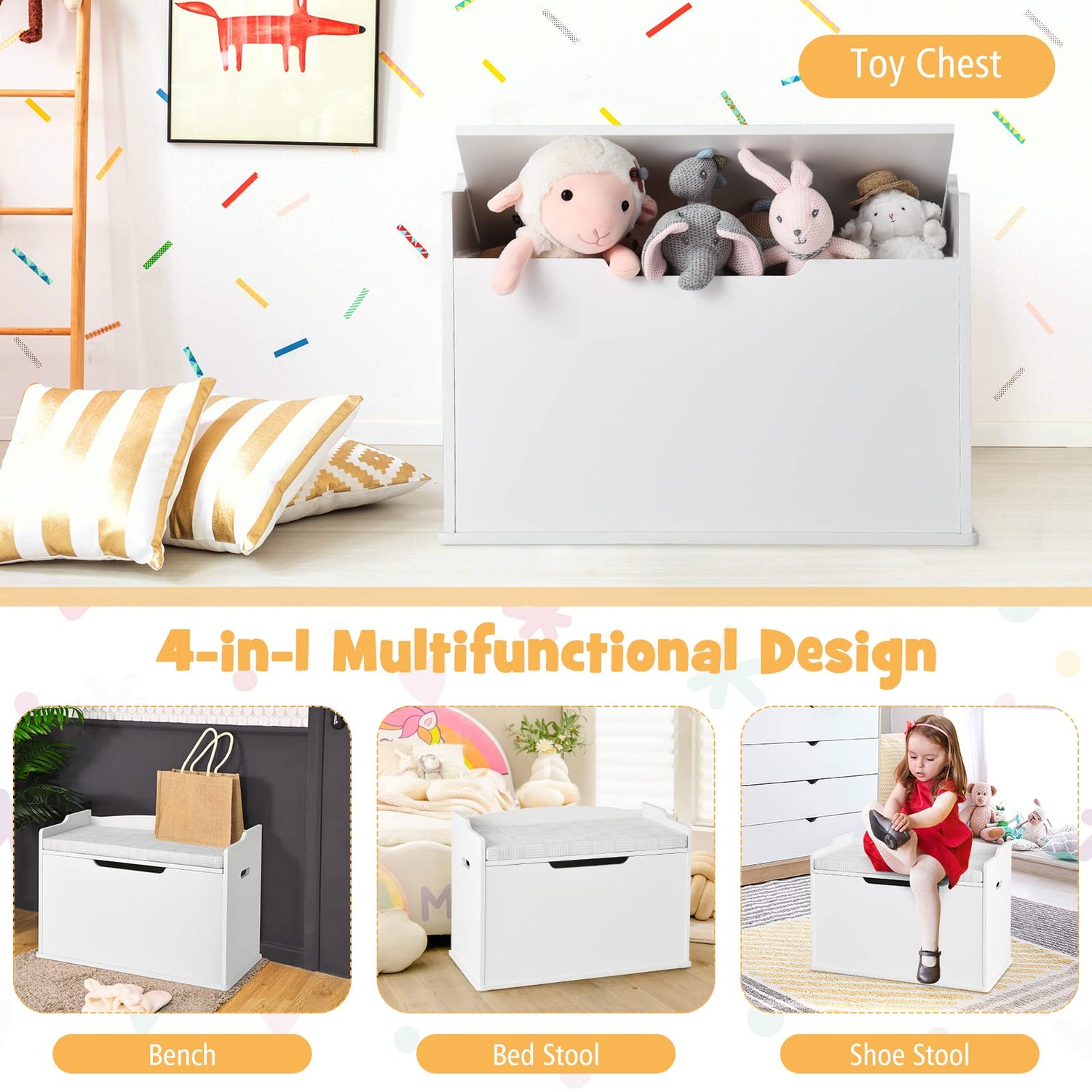 2 in 1 Kids Storage Chest with Lid