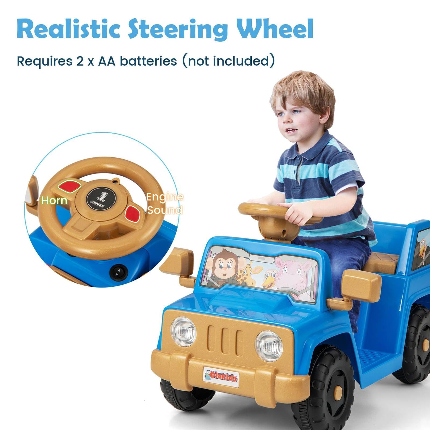 GYMAX Kids Ride on Car, 6V Battery Powered Toy Car with Sound Effects