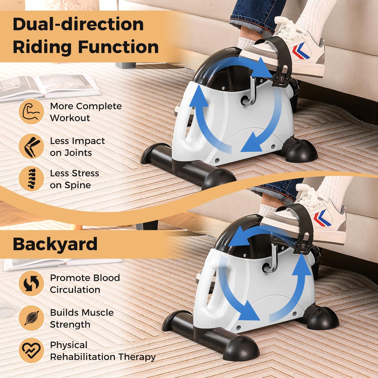 GYMAX Mini Exercise Bike, Under Desk Pedal Exerciser with LCD Display and Adjustable Resistance
