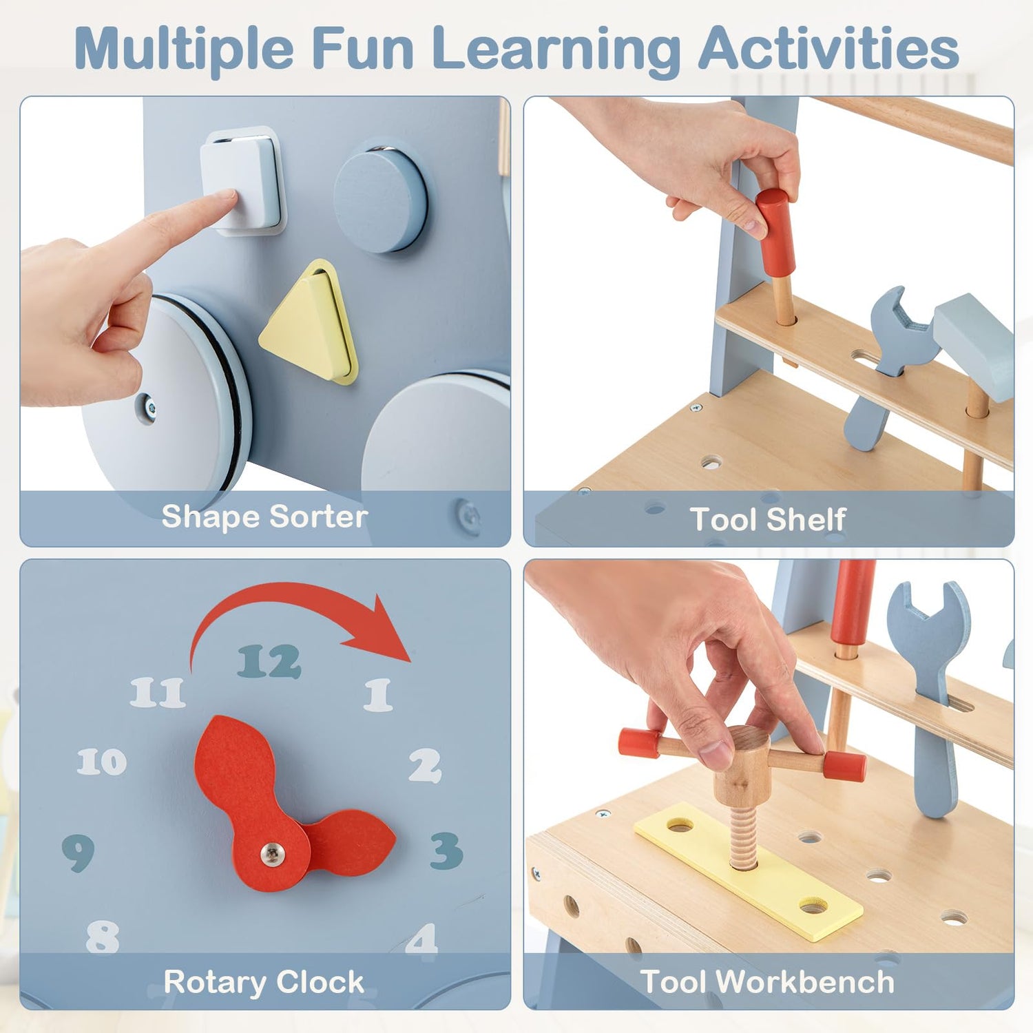 2-in-1 Toddler First Step Activity Interactive Push Along Toy with Smooth Handle
