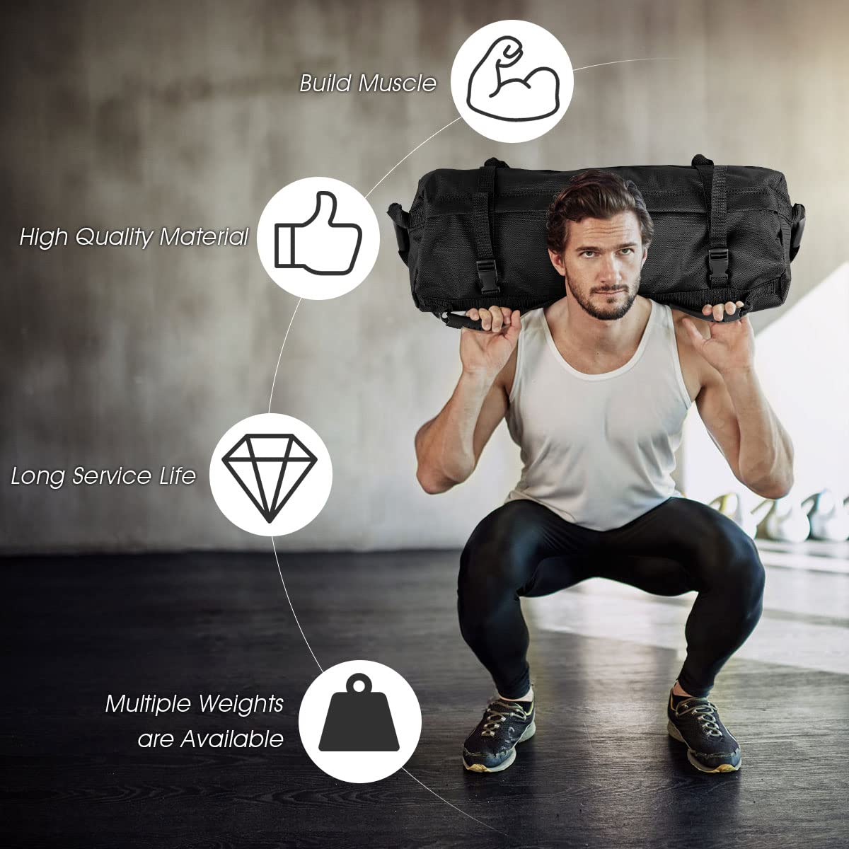 27kg Training Sandbag, Heavy Duty Adjustable Power Bag