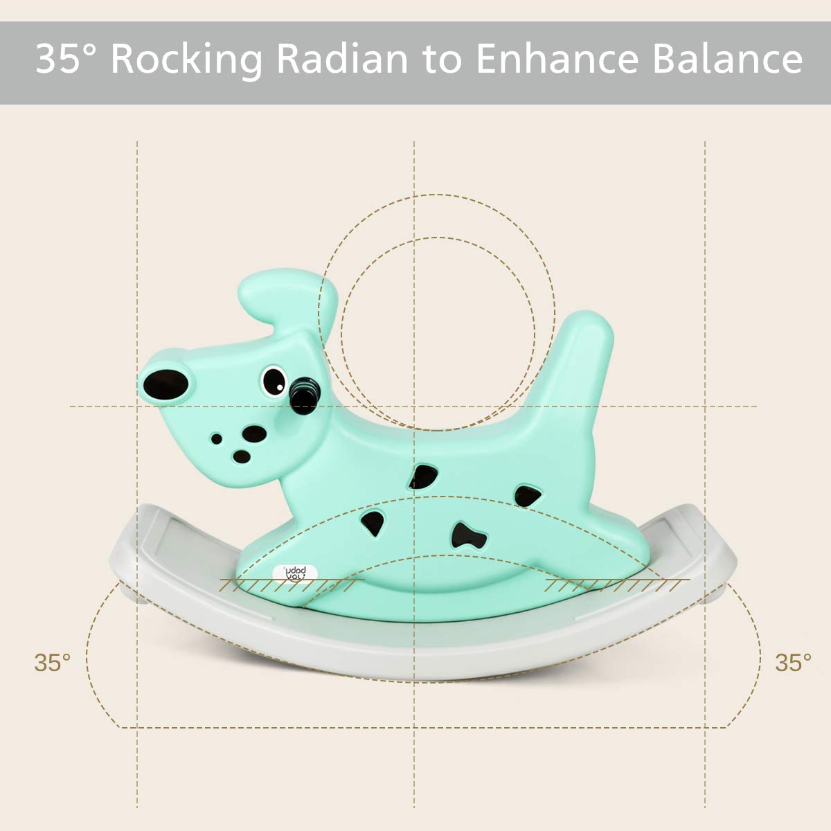 GYMAX Kids Rocking Horse, Toddler Rocker Toy with Widened Base and Flashing Music Box (Green)