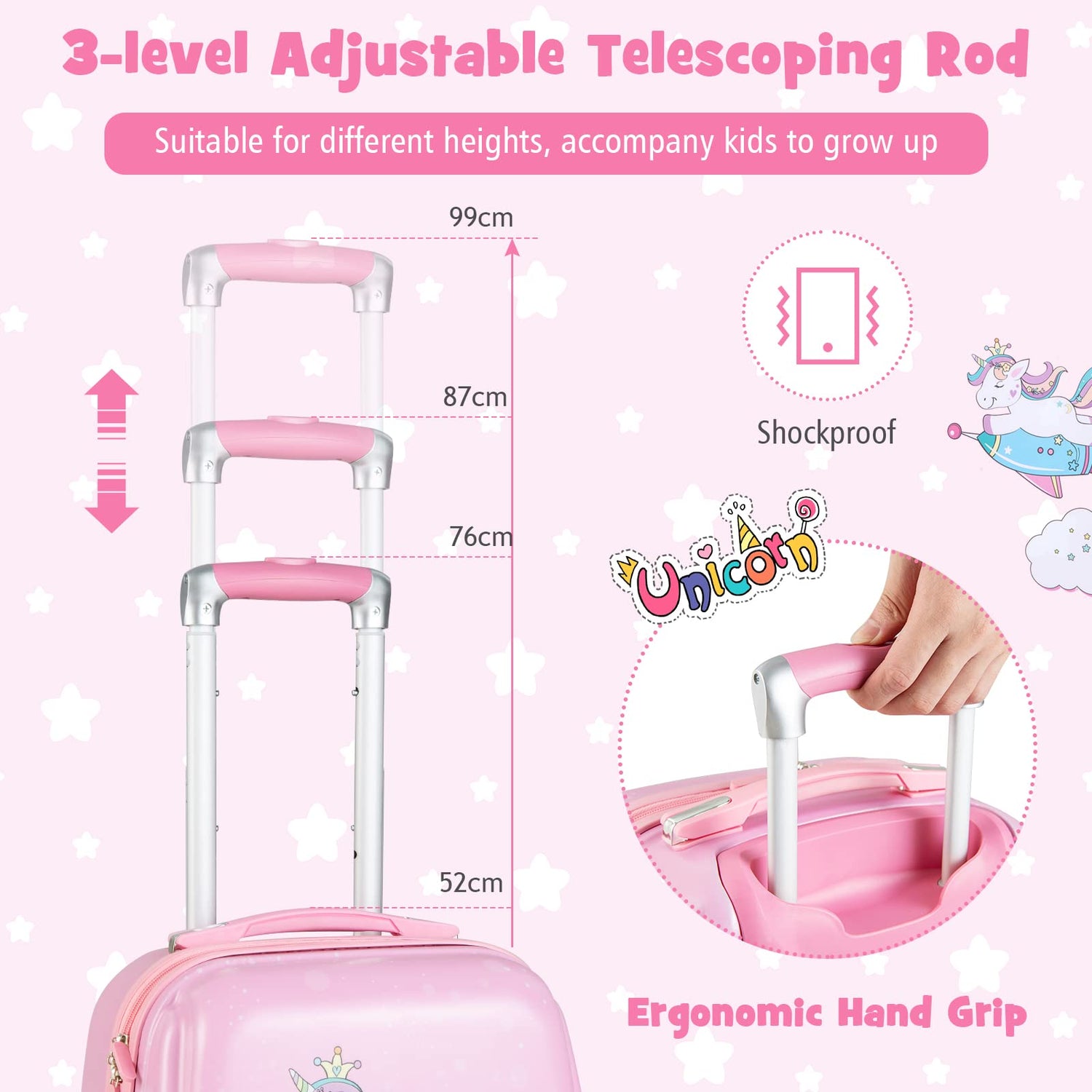 GYMAX 2Pc Kids Luggage Set（12" & 18"）