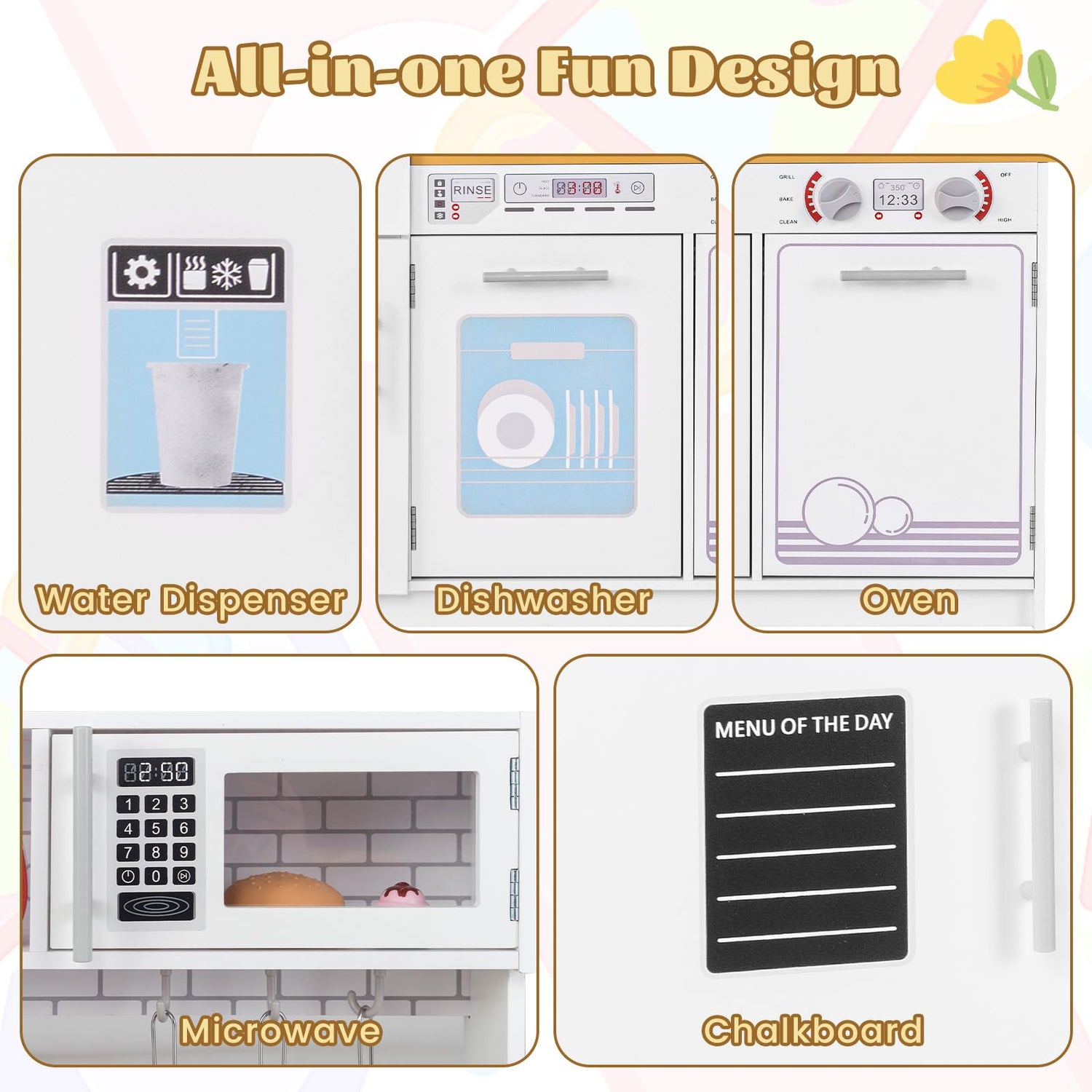 Toddler Pretend Kitchen Toy Set with Stoves and Oven