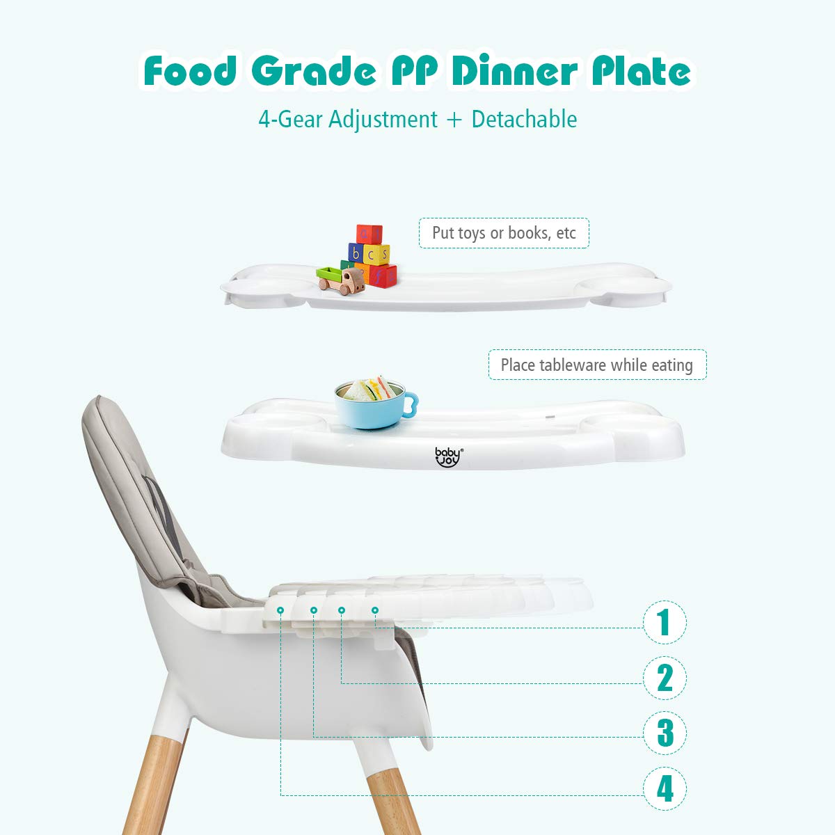 GYMAX Wooden Baby Highchair