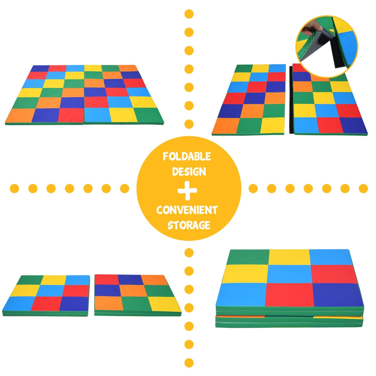 Foldable Patchwork Baby Floor Mats with Waterproof Surface