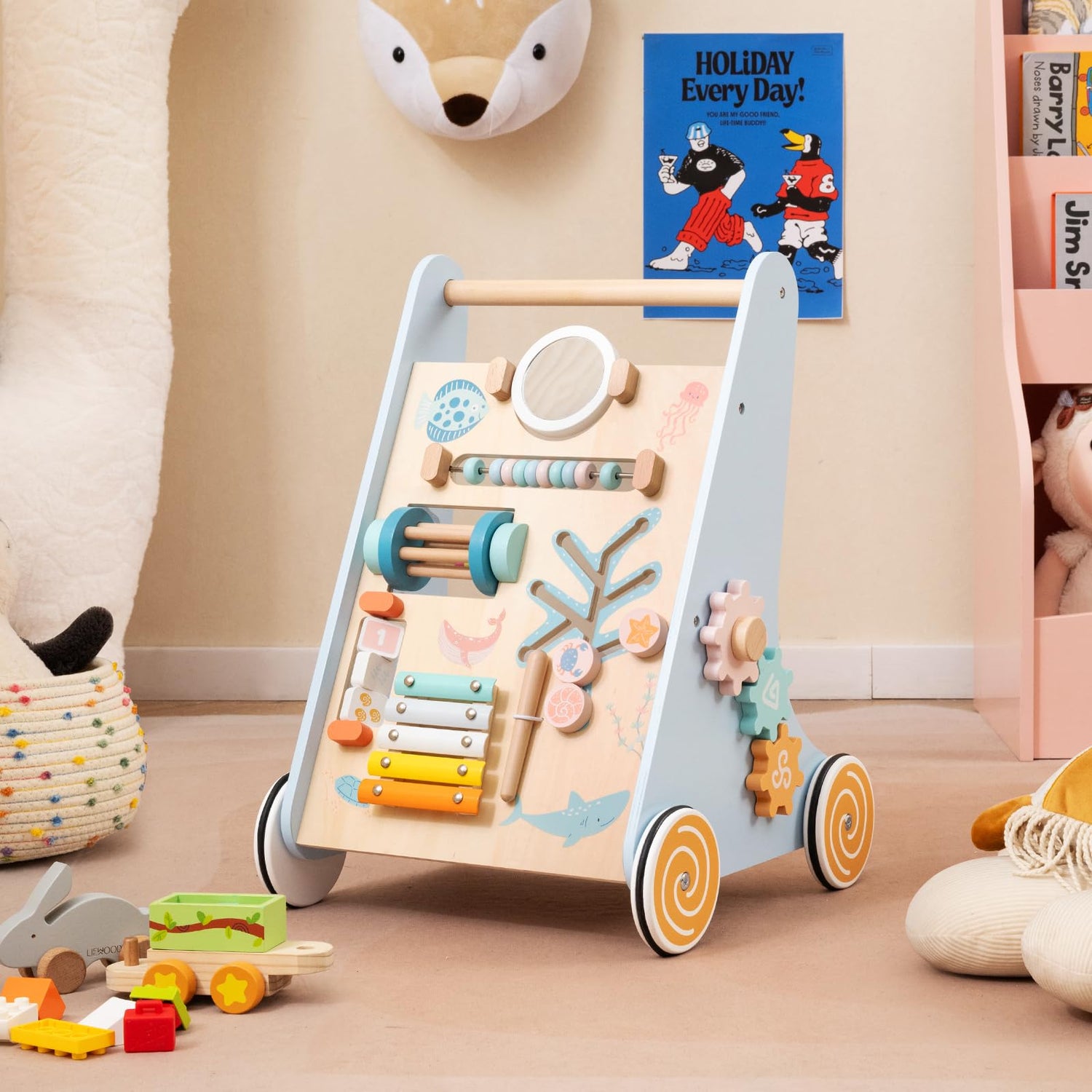 Push and Pull Learning Activity Center with Wheels