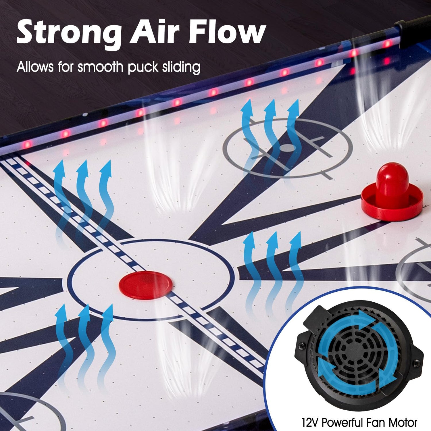 GYMAX Air Hockey Table, 54 Inches Table Top Air Hockey Game with LED Scoreboard