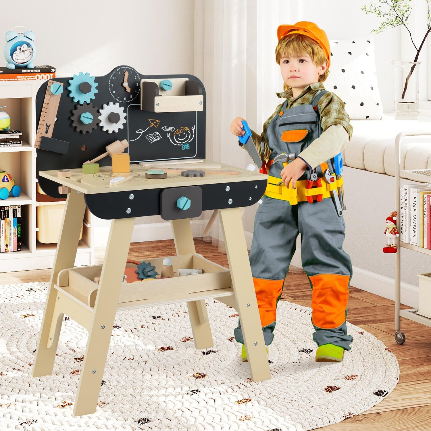 Wooden Construction Tools Workshop with Toy Tools and Accessories