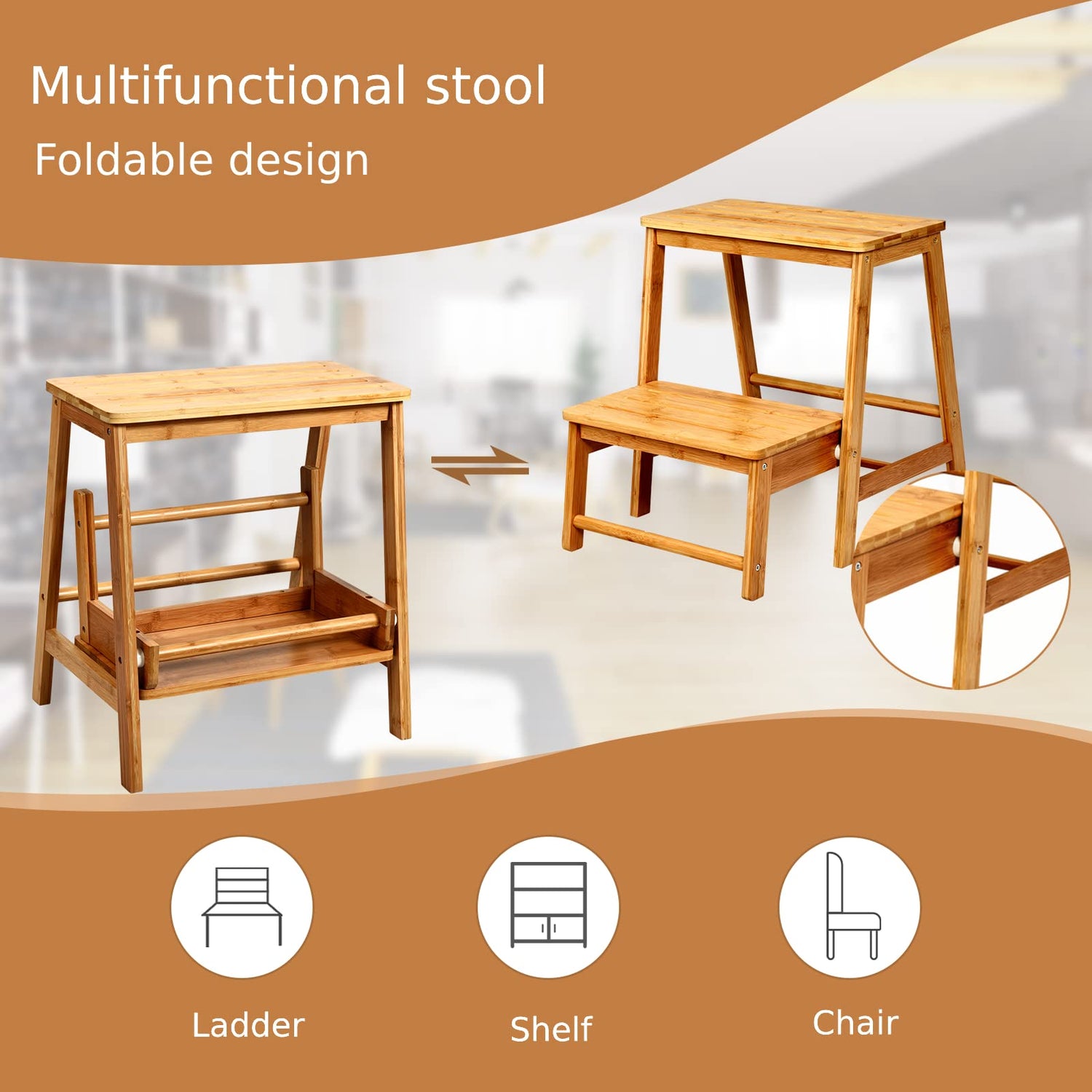 GYMAX 2-Tier Foldable Step Stool