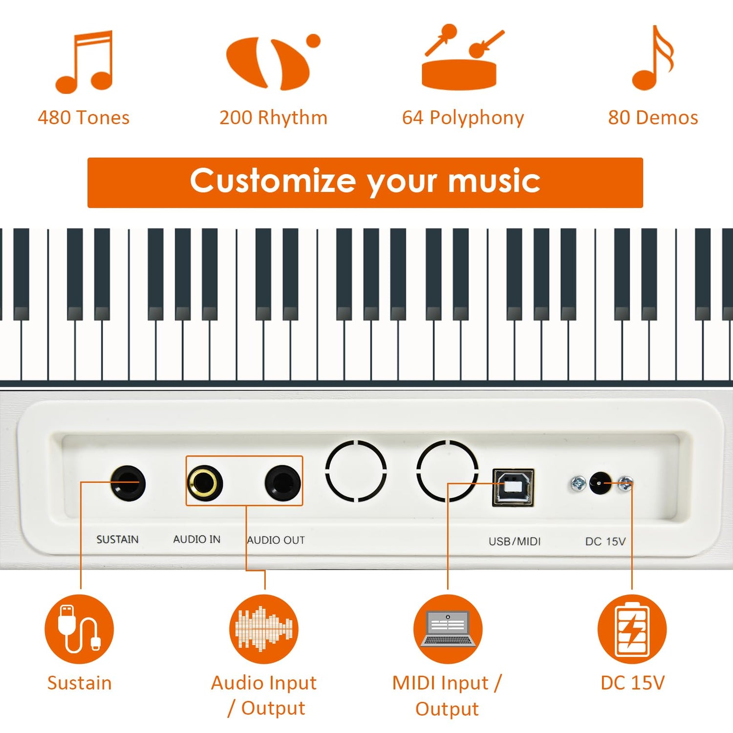 GYMAX 88 Weighted Keys Digital Piano, Full Size Keyboard Piano with MP3/USB/MIDI, Sustain Pedal