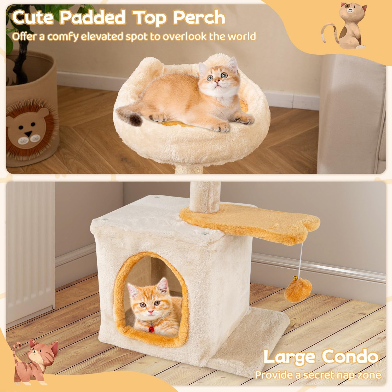 Multi-Layer Cats Tower with Plush Perch