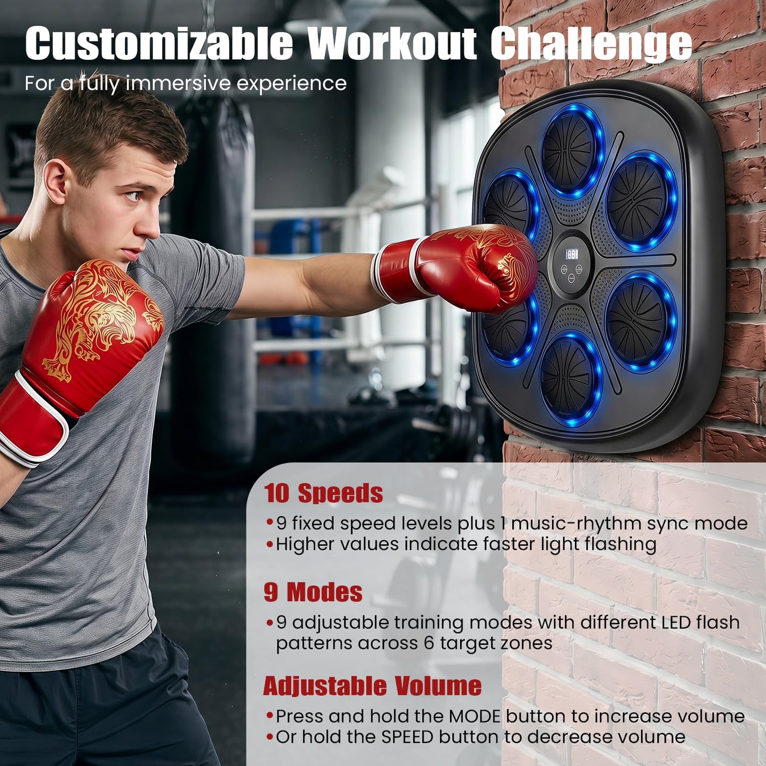 Music Boxing Machine, Wall Mounted Electronic Boxing Target